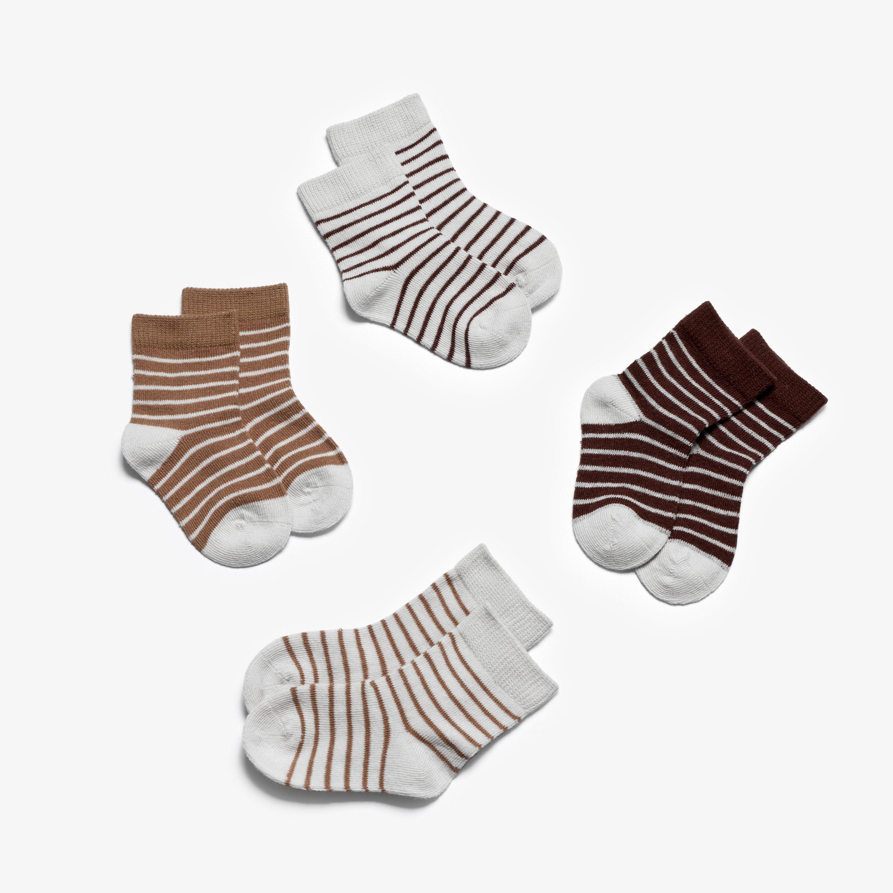 4 Pack Pin Stripe Socks 6-12 Months Brown Combination Socks, view 1 of 2