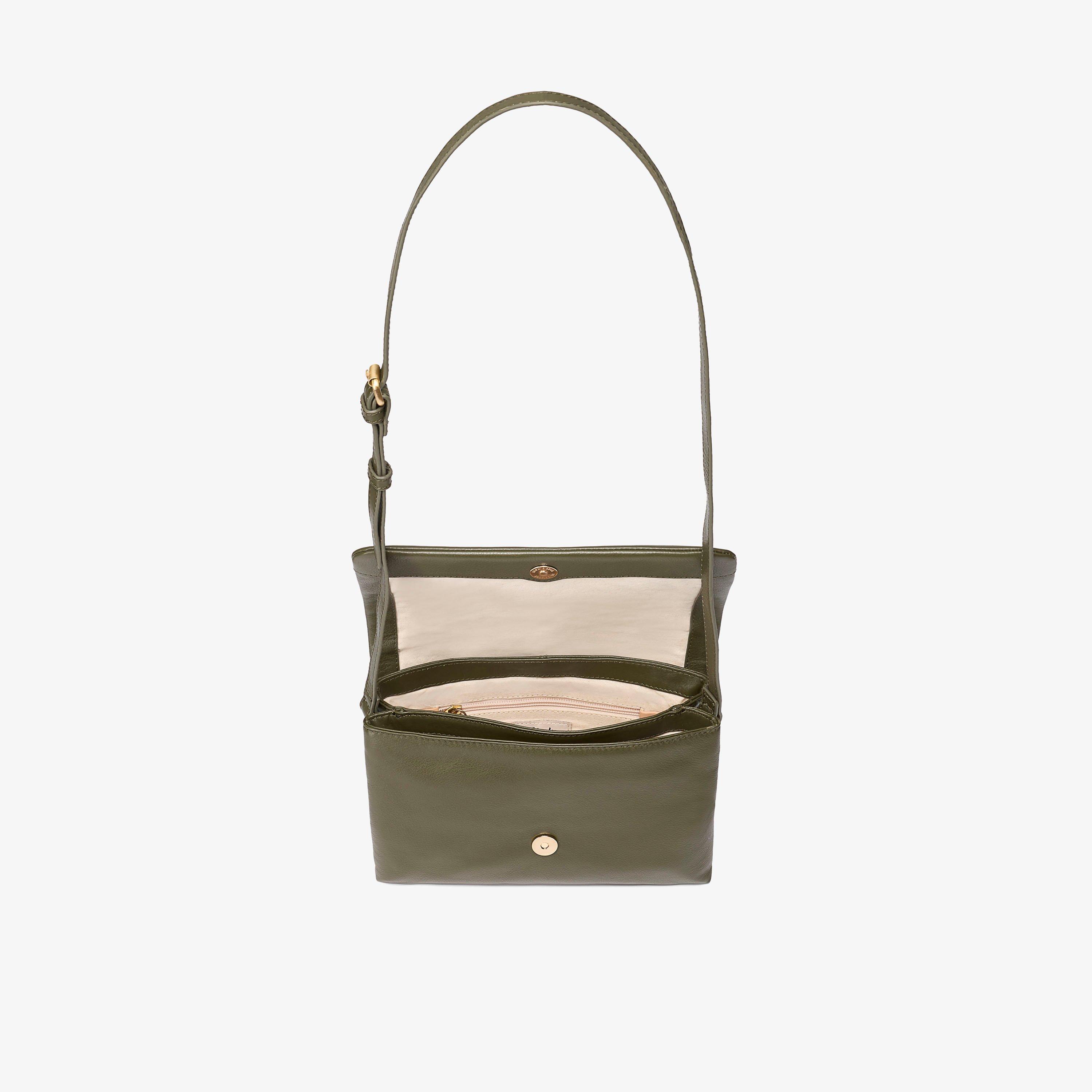 Phoebe Cross Dark Olive Leather Cross Body Bag, view 4 of 6