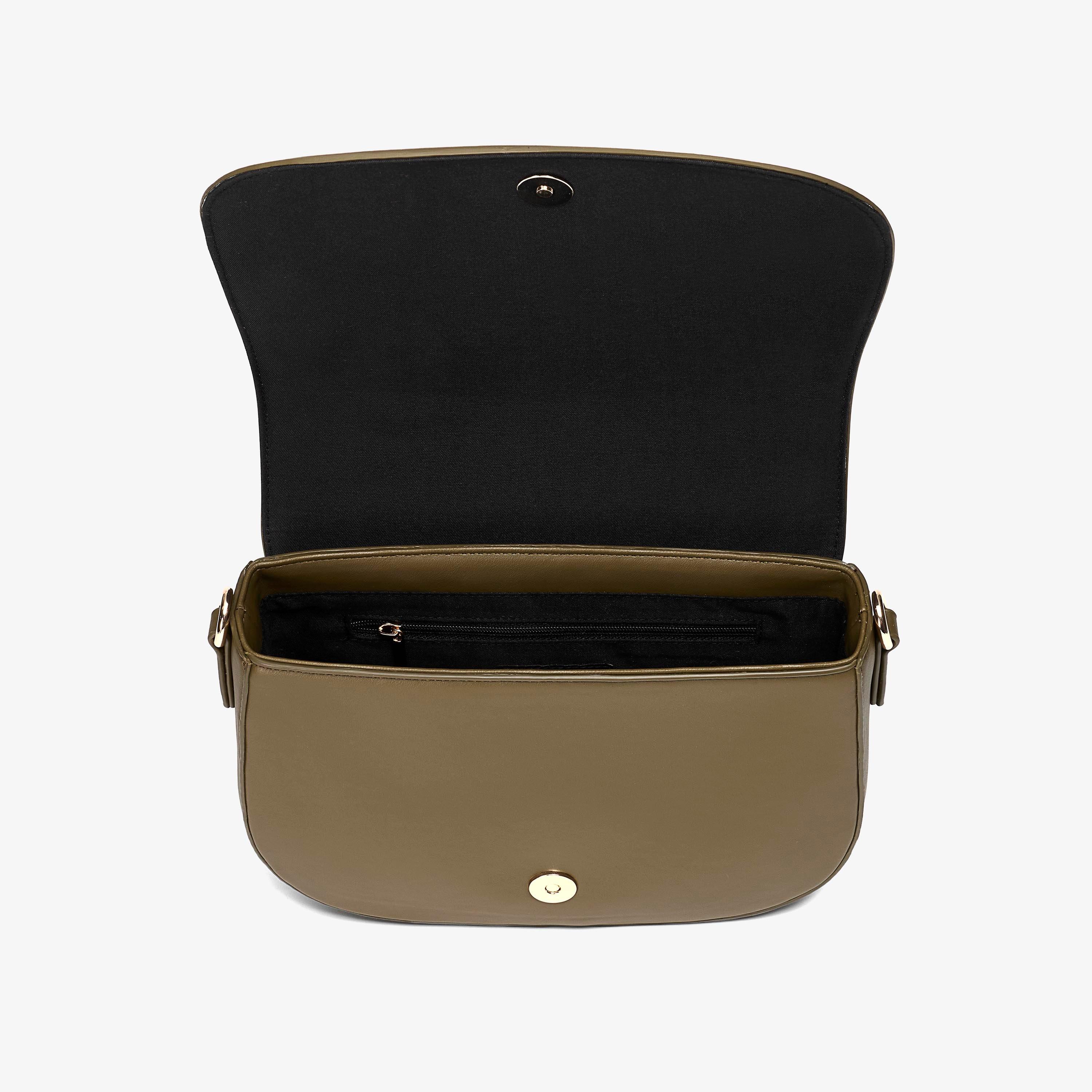 Livia Saddle Dark Olive Cross Body Bag, view 4 of 6