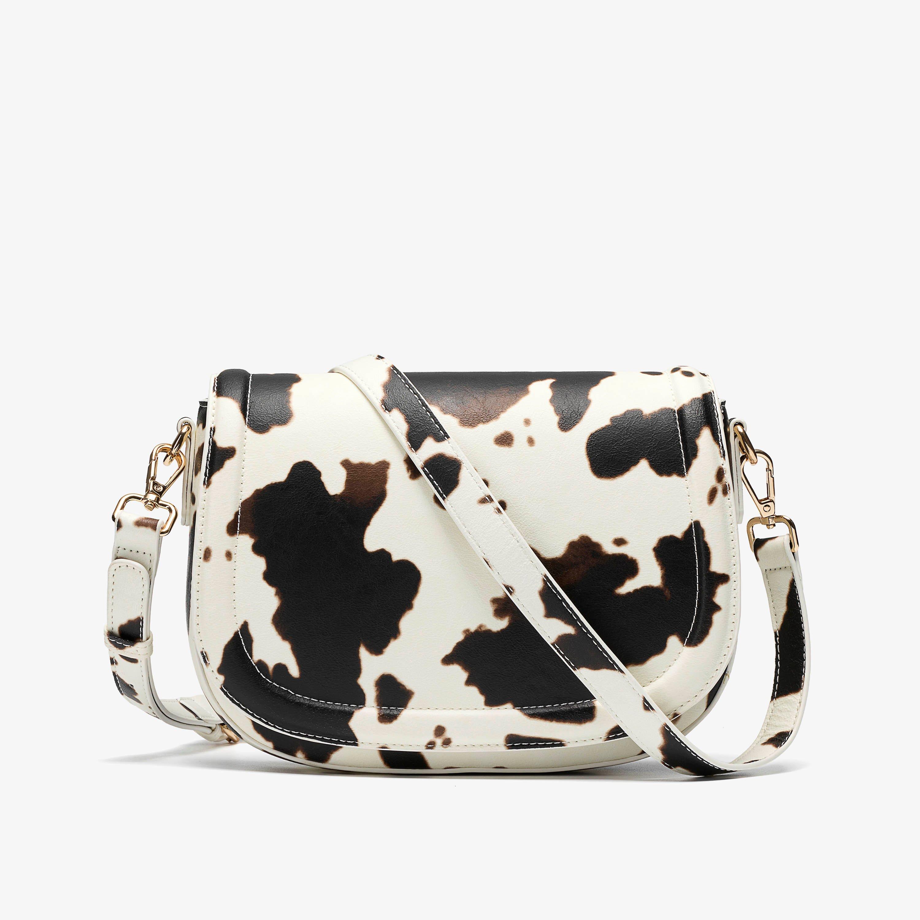 Livia Saddle Cow Print Cross Body Bag, view 1 of 6