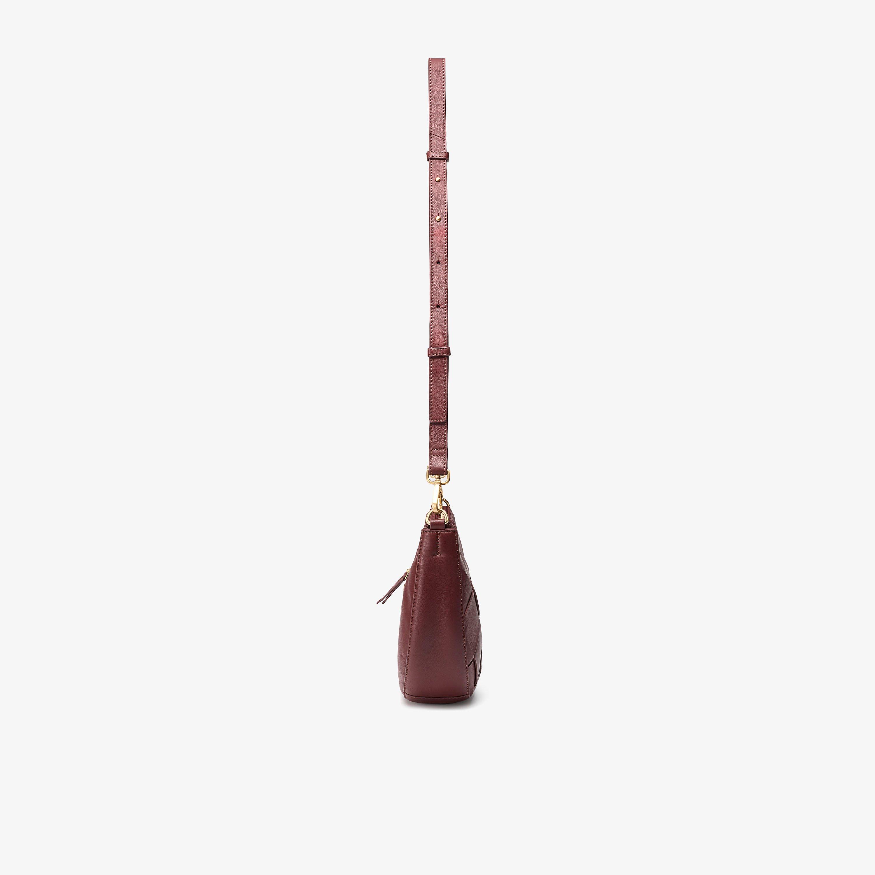 Bea Woven Cross Dark Red Leather Cross Body Bag, view 3 of 6