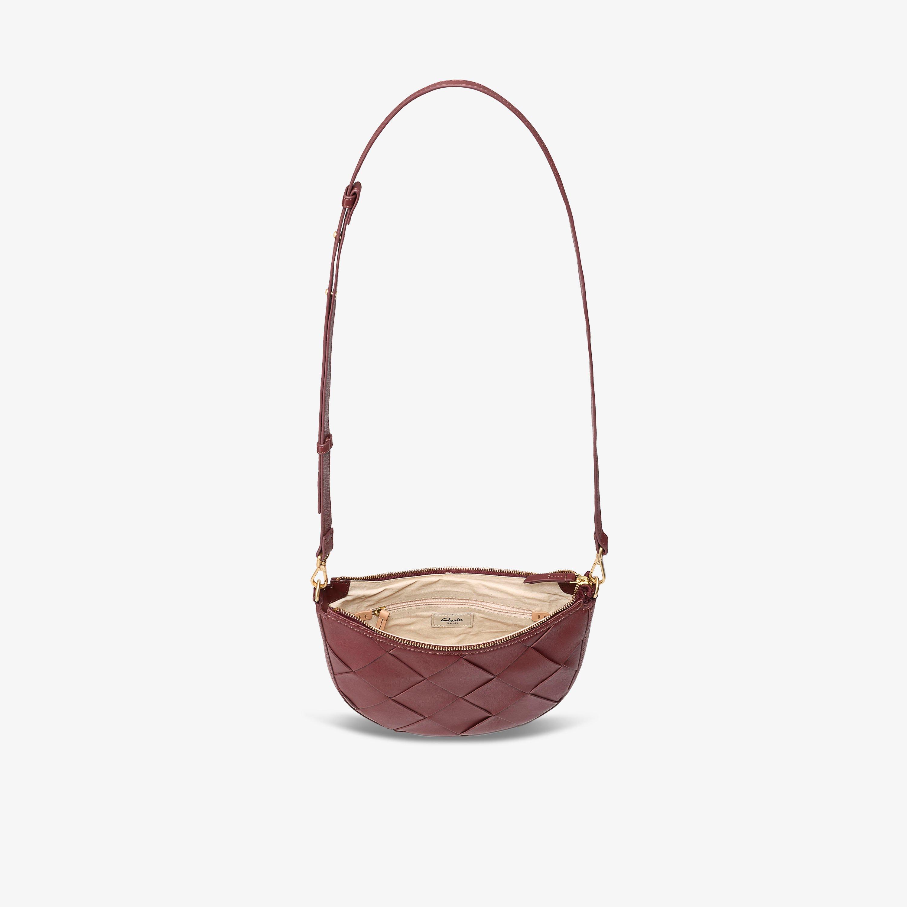 Bea Woven Cross Dark Red Leather Cross Body Bag, view 4 of 6