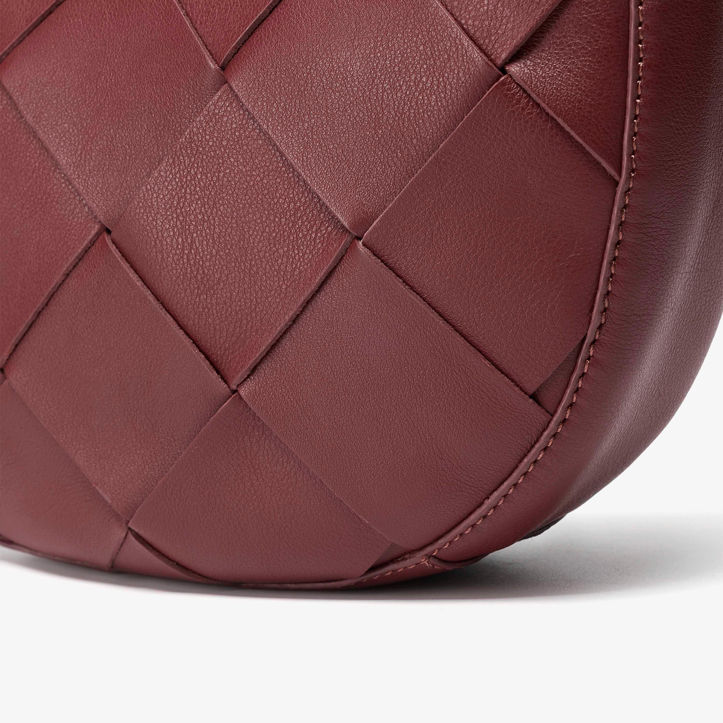 Bea Woven Cross Dark Red Leather Cross Body Bag, view 5 of 6