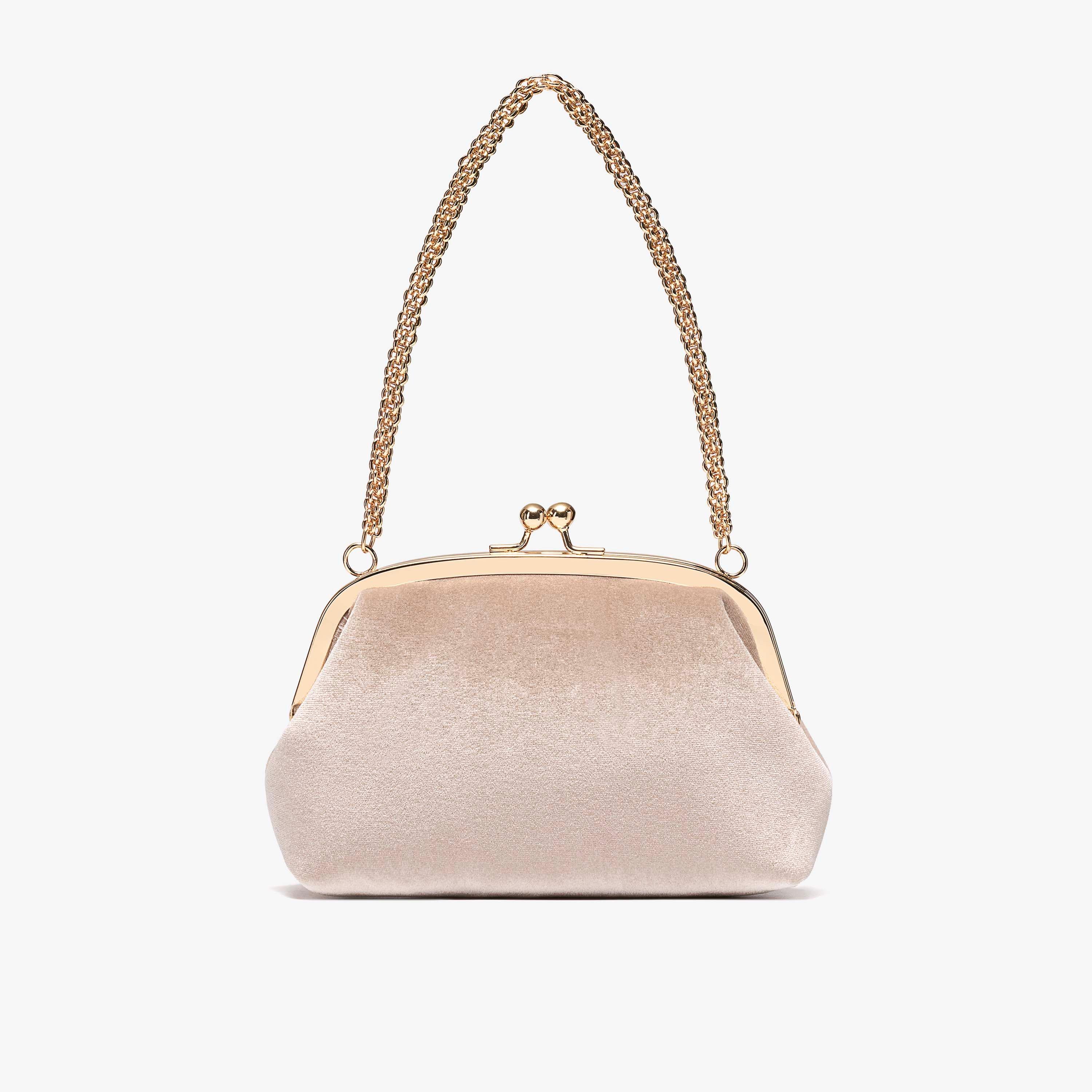 Lunelle Clutch Champagne Velvet Clutch Bag, view 1 of 6