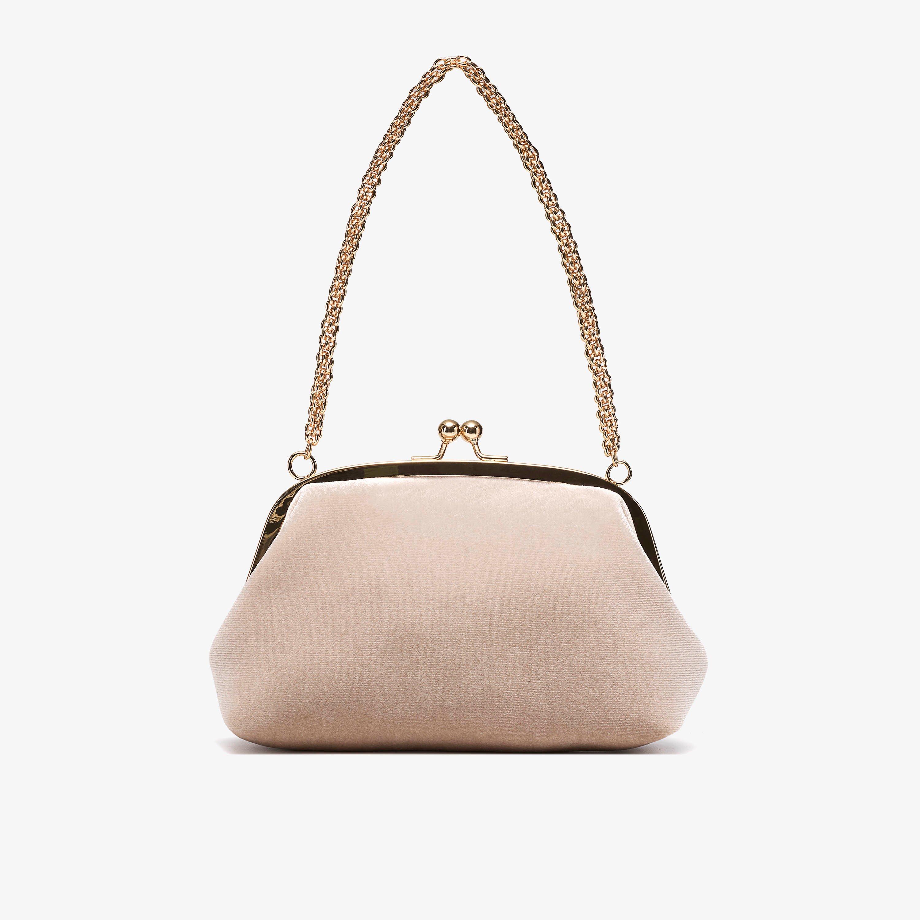 Lunelle Clutch Champagne Velvet Clutch Bag, view 2 of 6
