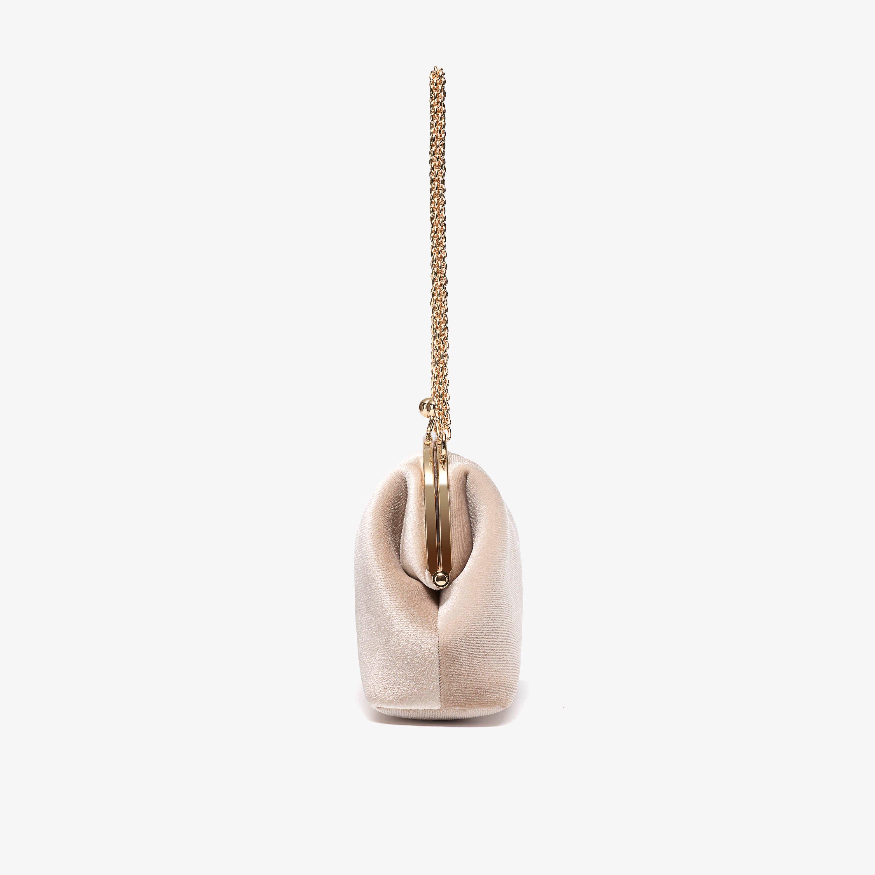 Lunelle Clutch Champagne Velvet Clutch Bag, view 3 of 6