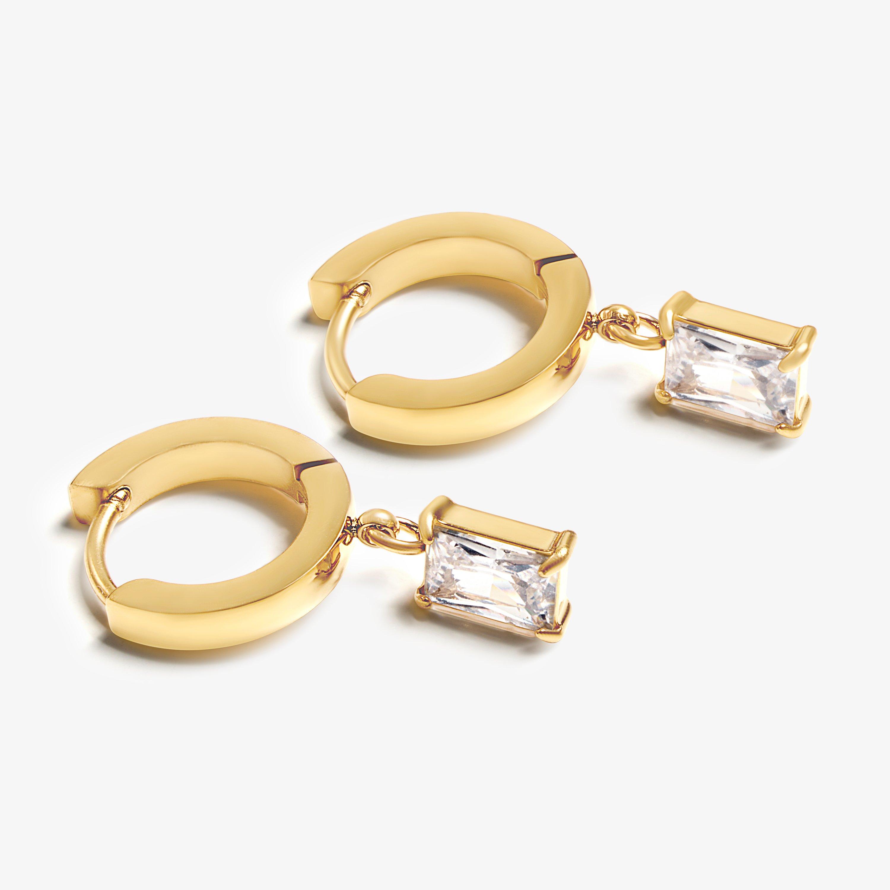 Baguette Drop Earrings  — Gold