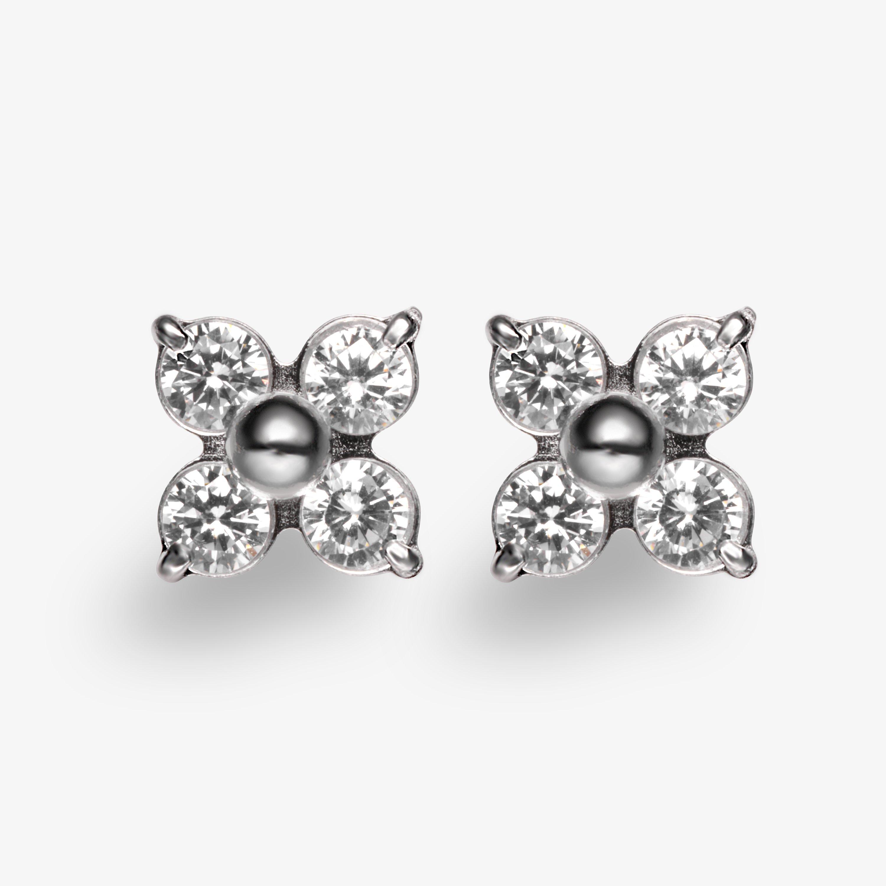 Blossom Stud Silver Effect Earrings, view 1 of 2