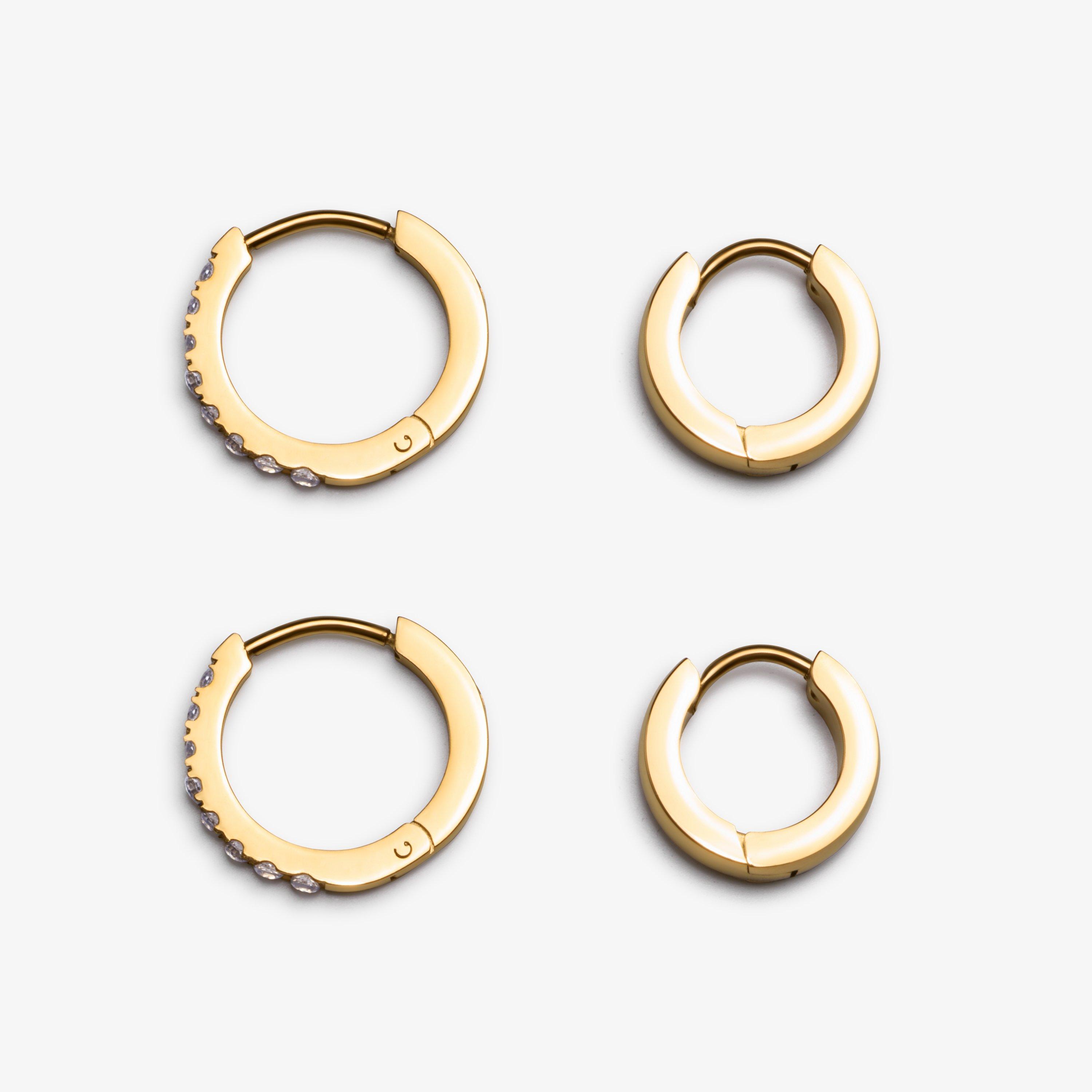 Bold Stack Earrings Two Pack Gold Earrings, view 1 of 2