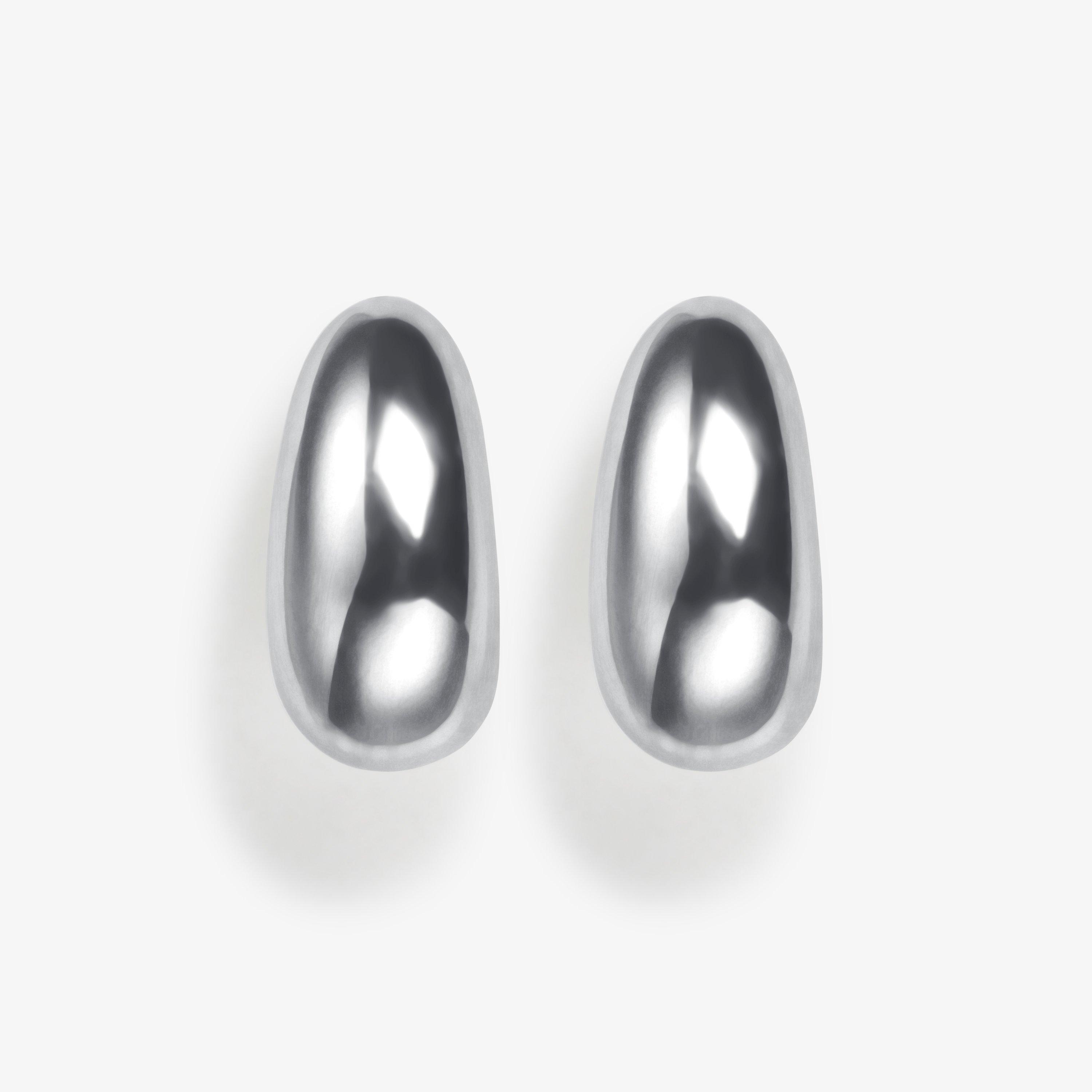 Chubby Huggie Earrings Silver Earrings, view 1 of 2