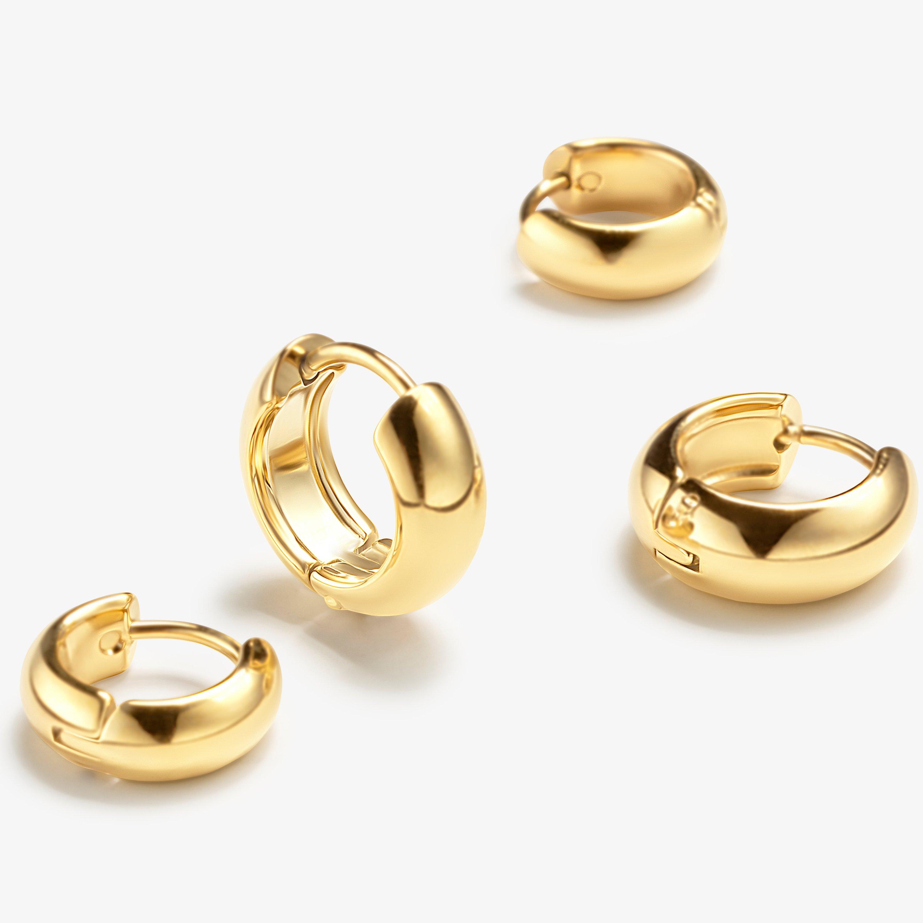 Chubby Huggie Earrings Two Pack — Gold