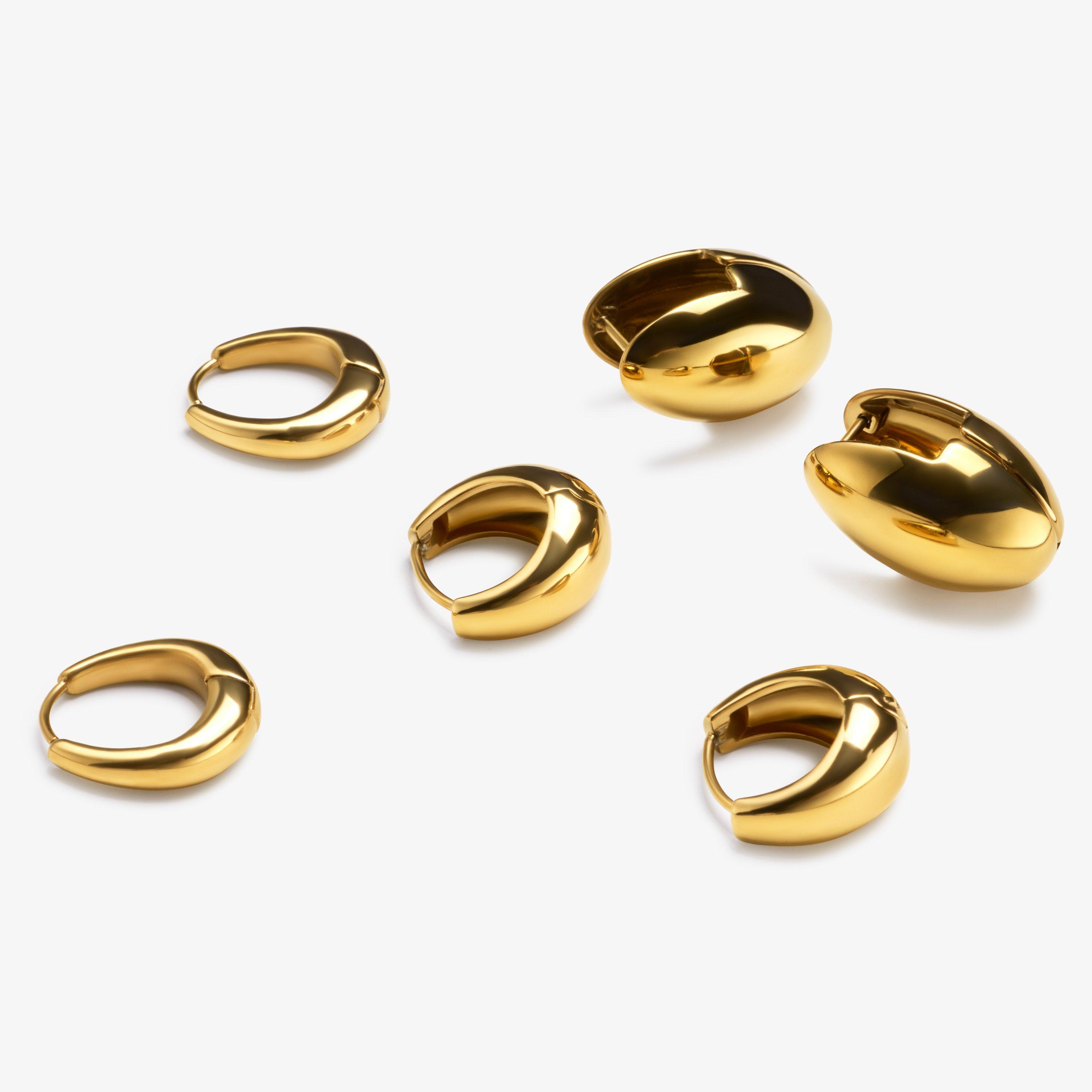 Chubby Stack Earrings Three Pack — Gold