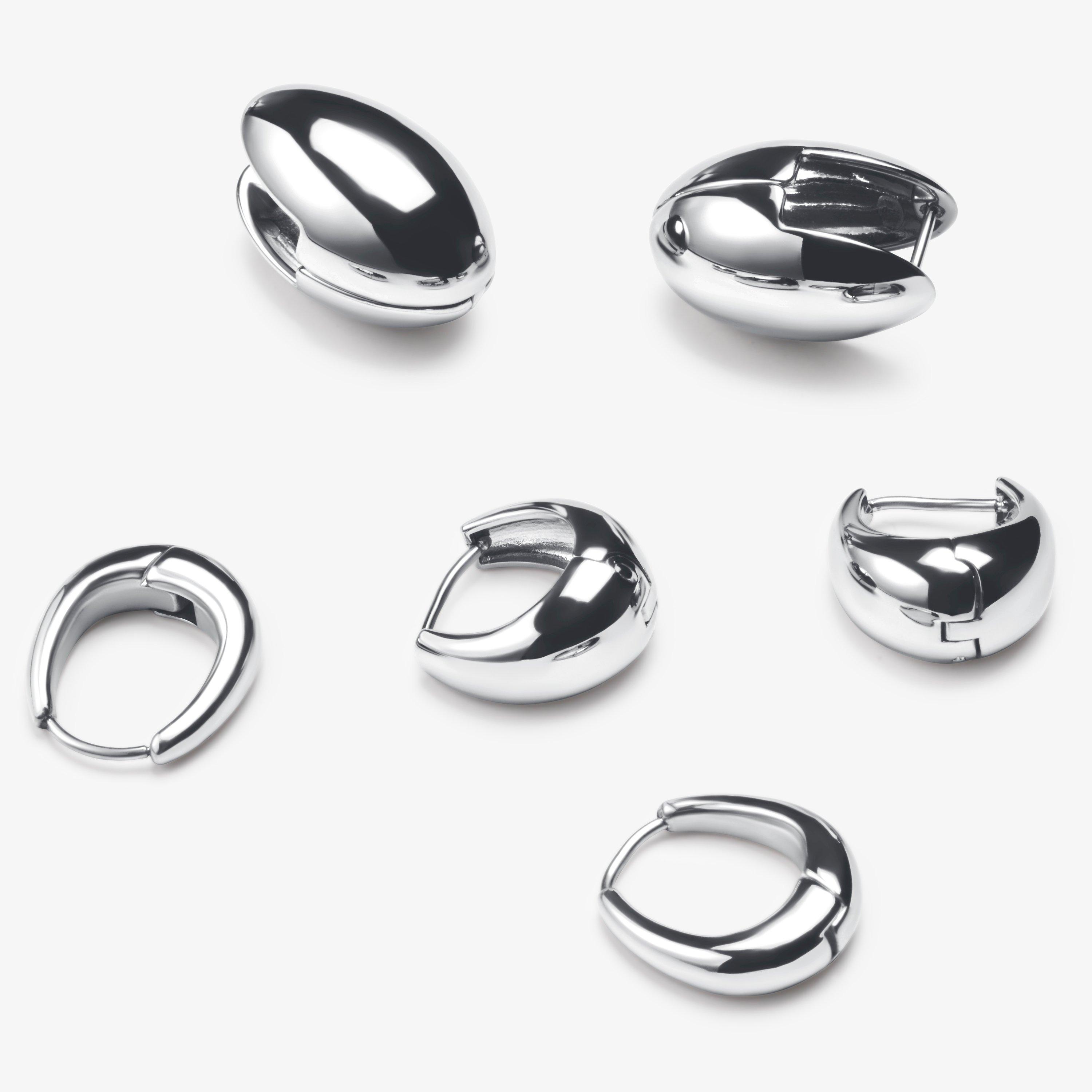 Chubby Stack Earrings Three Pack — Silver