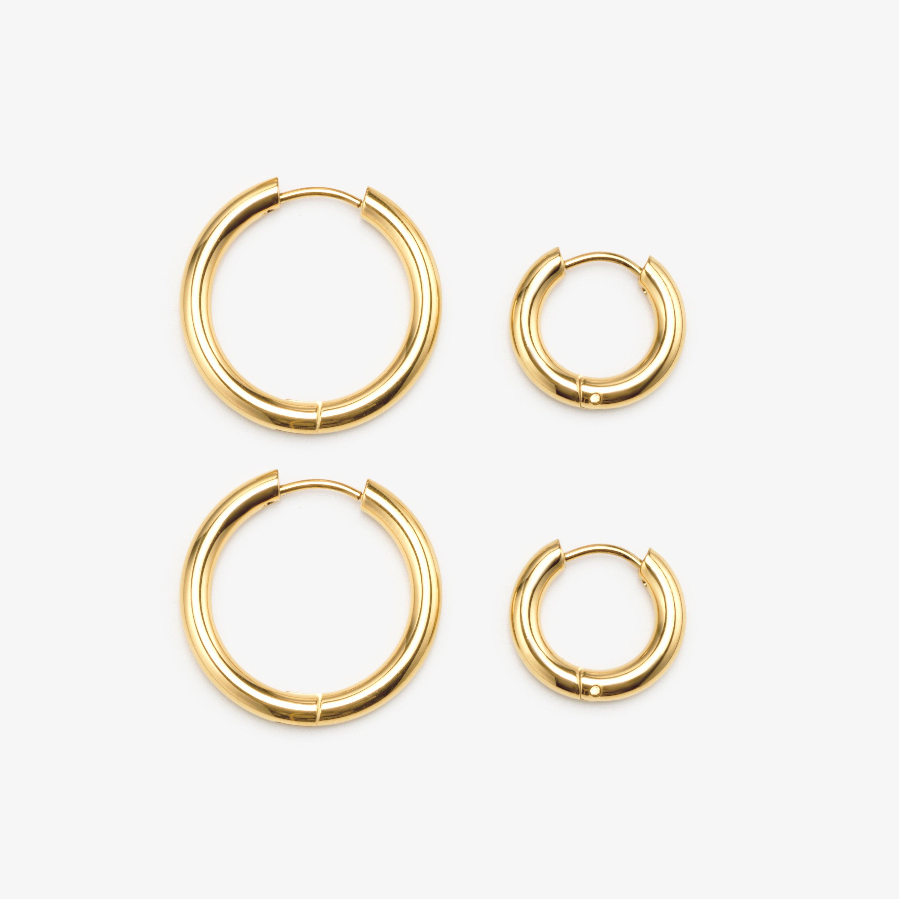 Classic Hoop Earrings Two Pack Gold Earrings, view 1 of 2