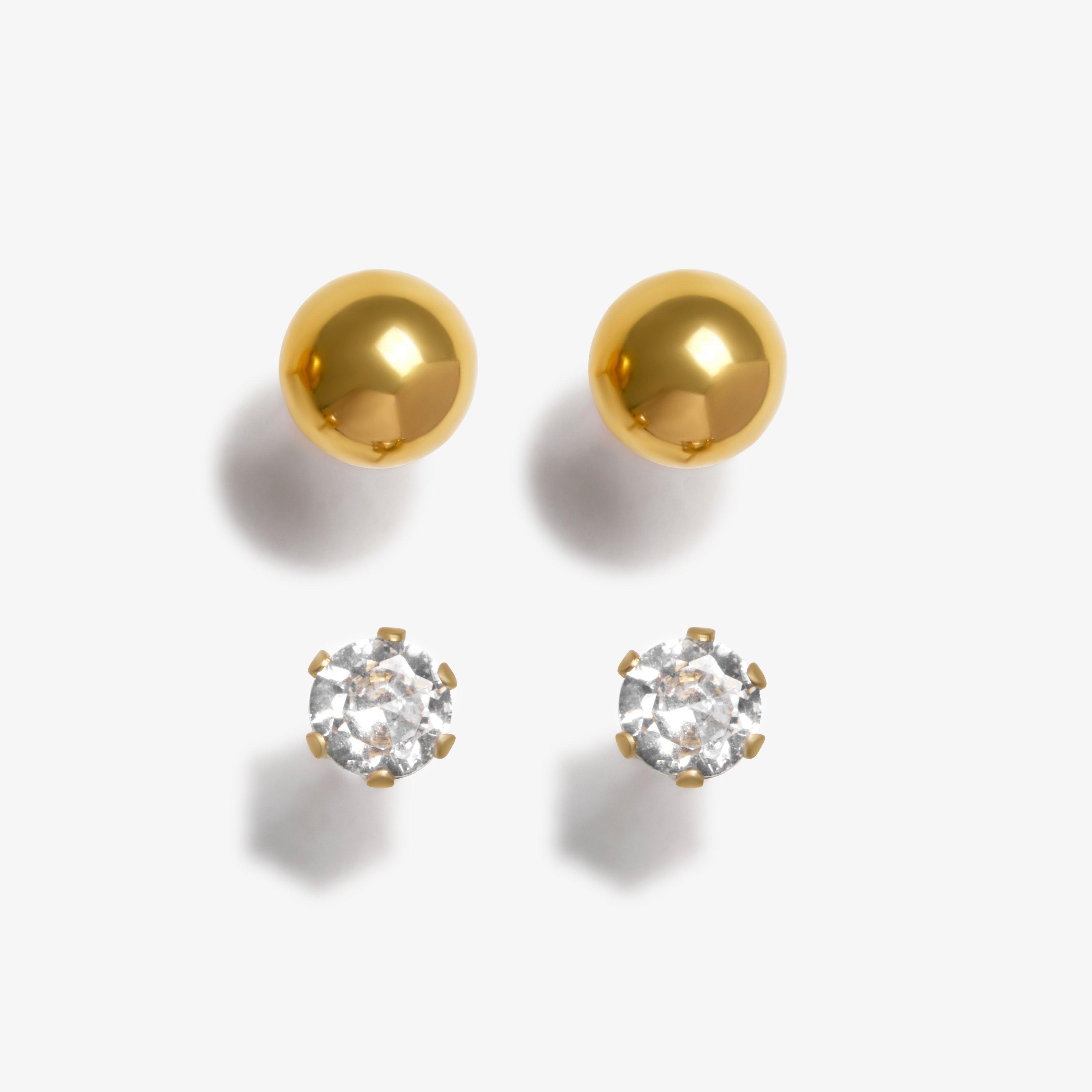Classic Stud Earrings Two Pack Gold Earrings, view 1 of 2