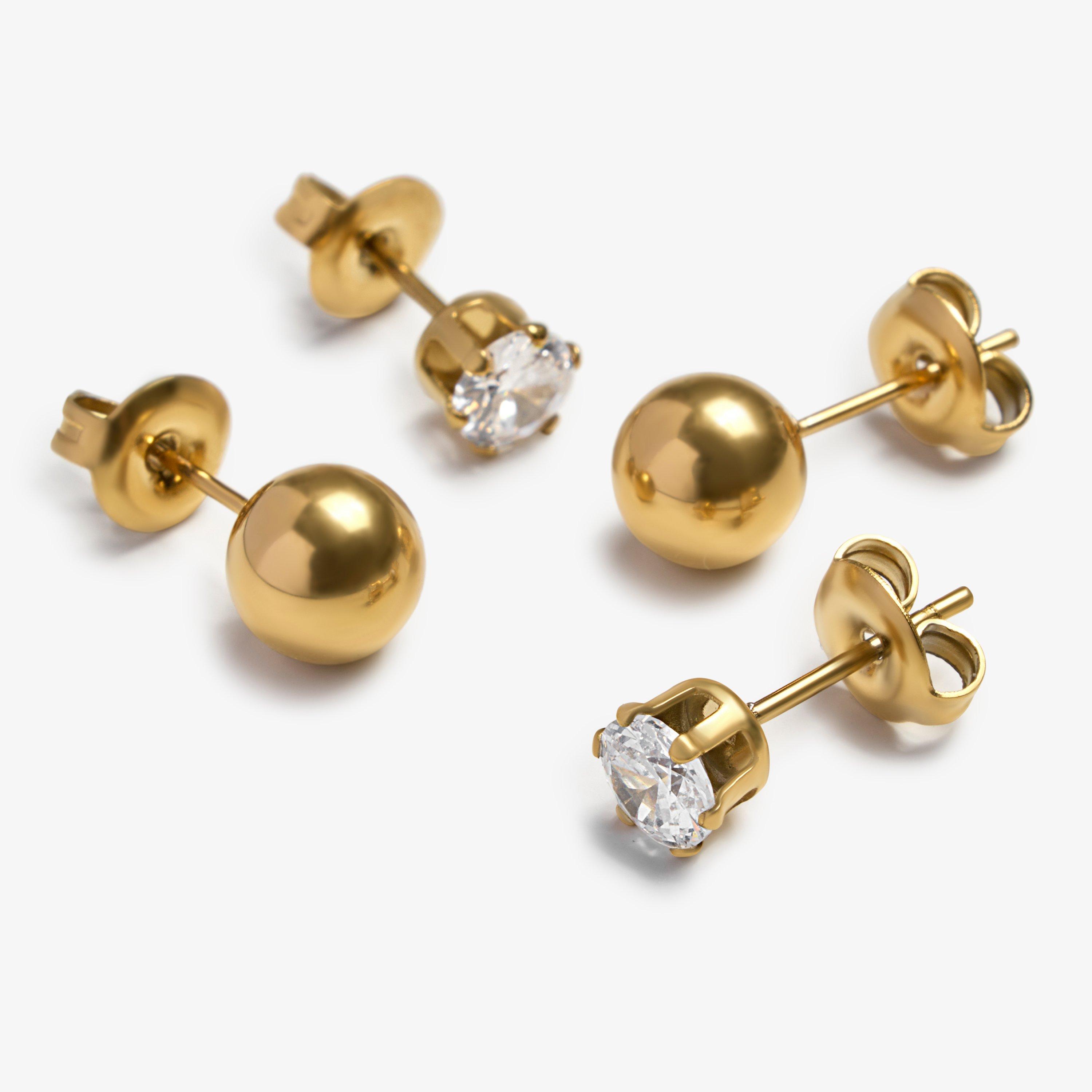 Classic Stud Earrings Two Pack — Gold