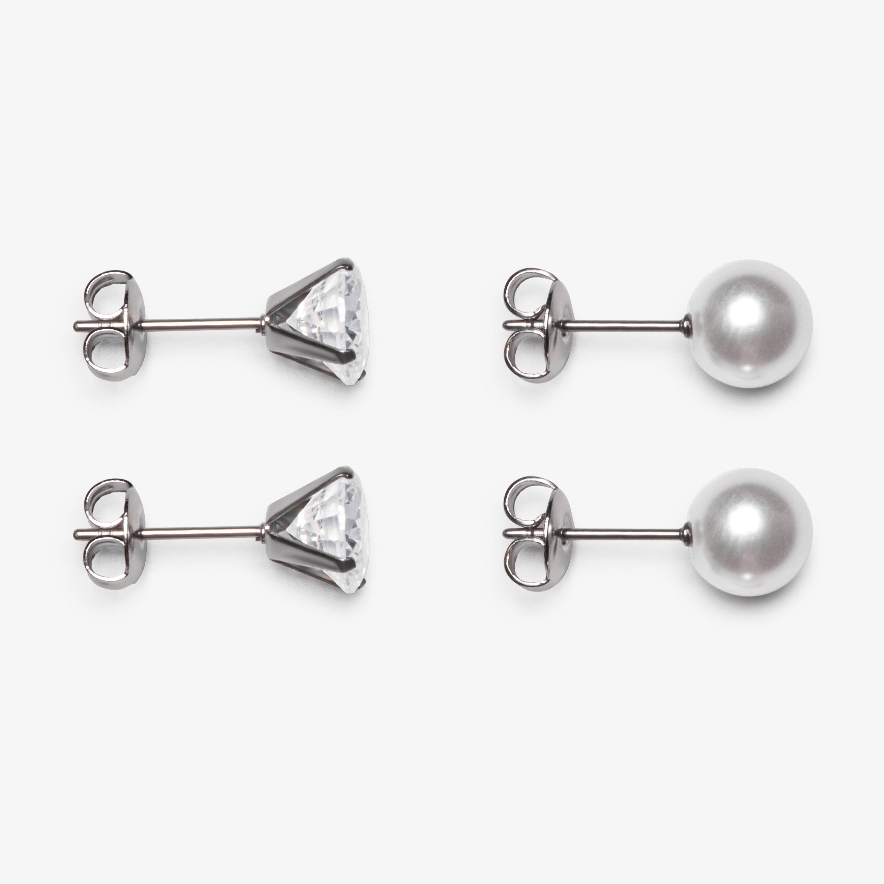Classic Stud Earrings Two Pack Silver Earrings, view 1 of 2