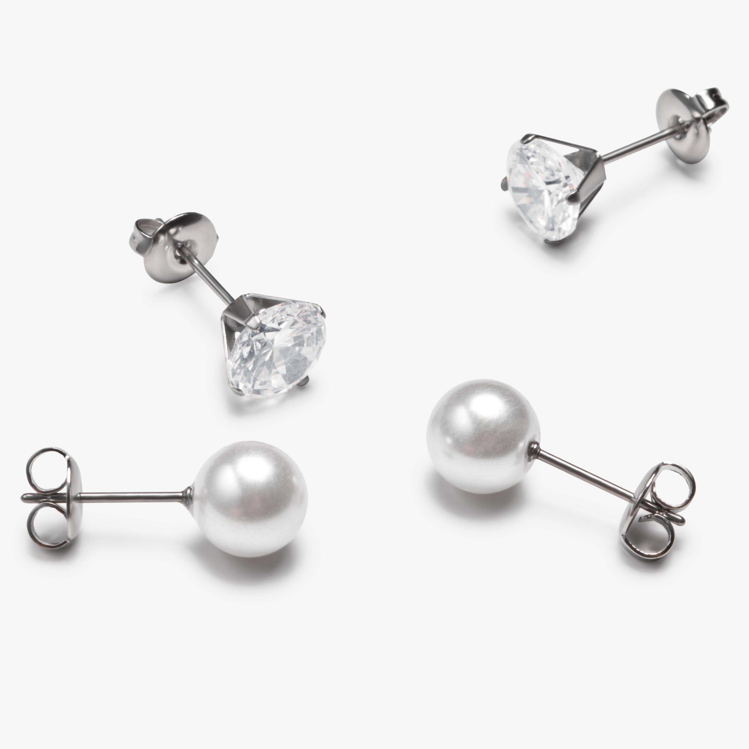 Classic Stud Earrings Two Pack — Silver