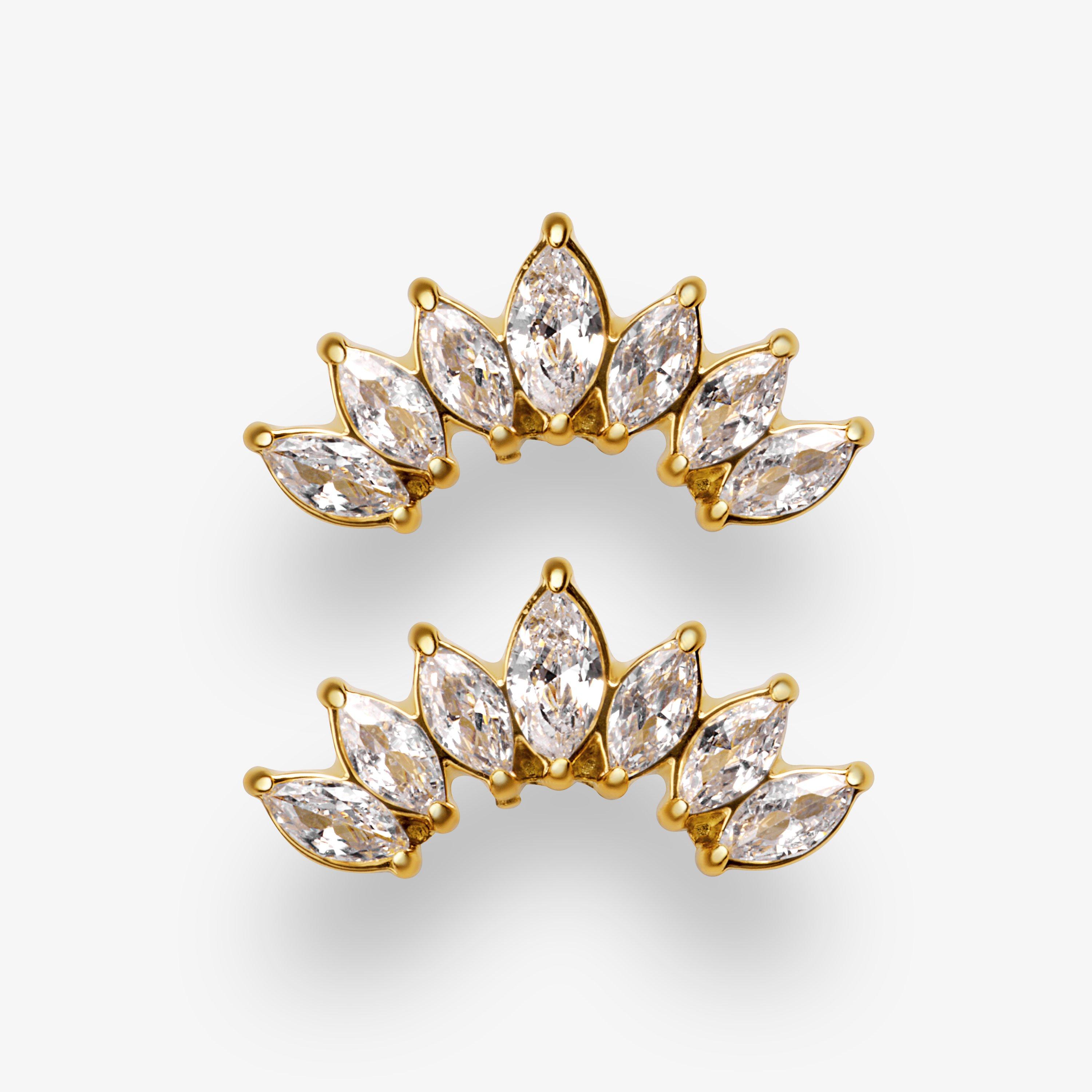 Cluster Stud Gold Plated Earrings, view 1 of 2