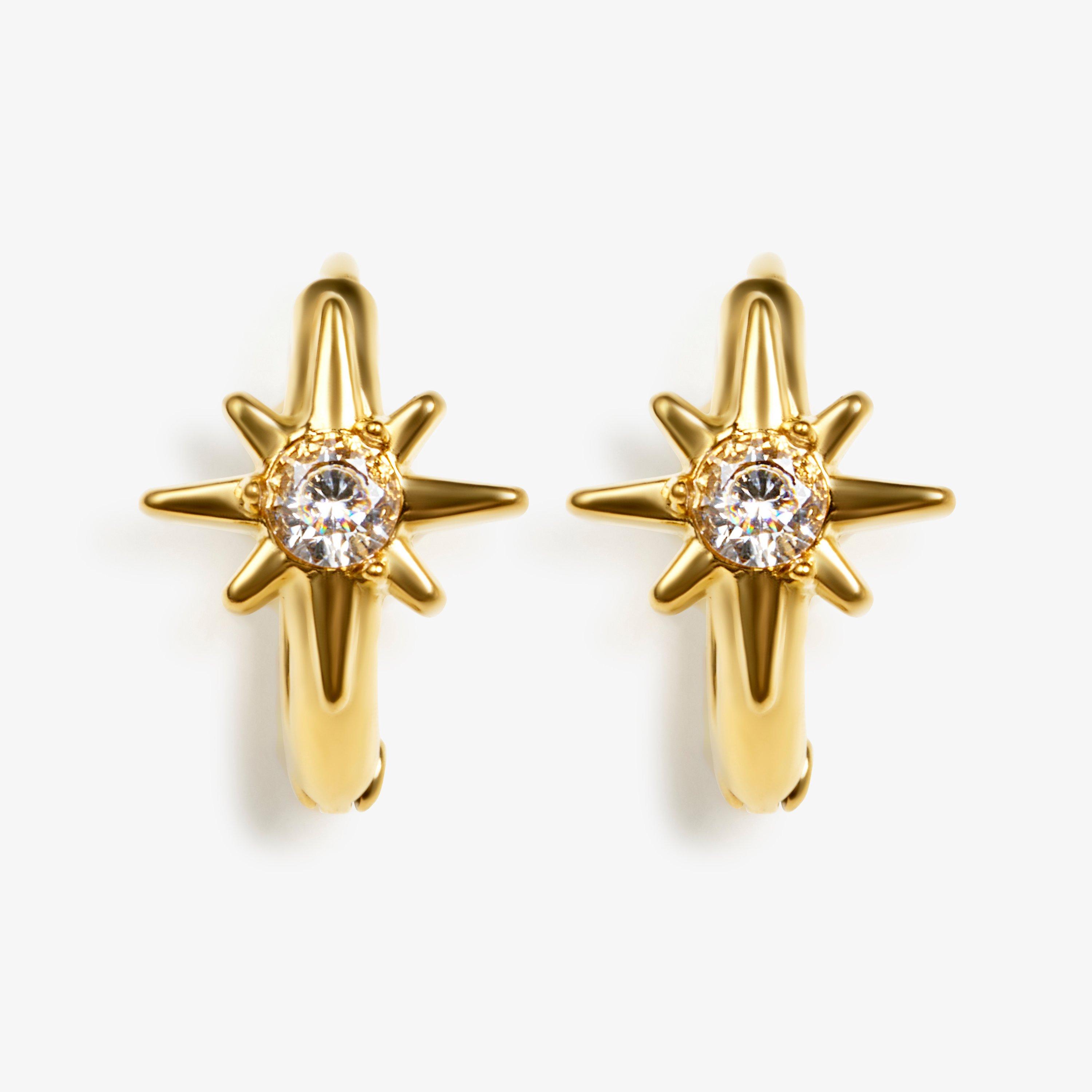 Cosmic Huggie Earrings Gold Earrings, view 1 of 2