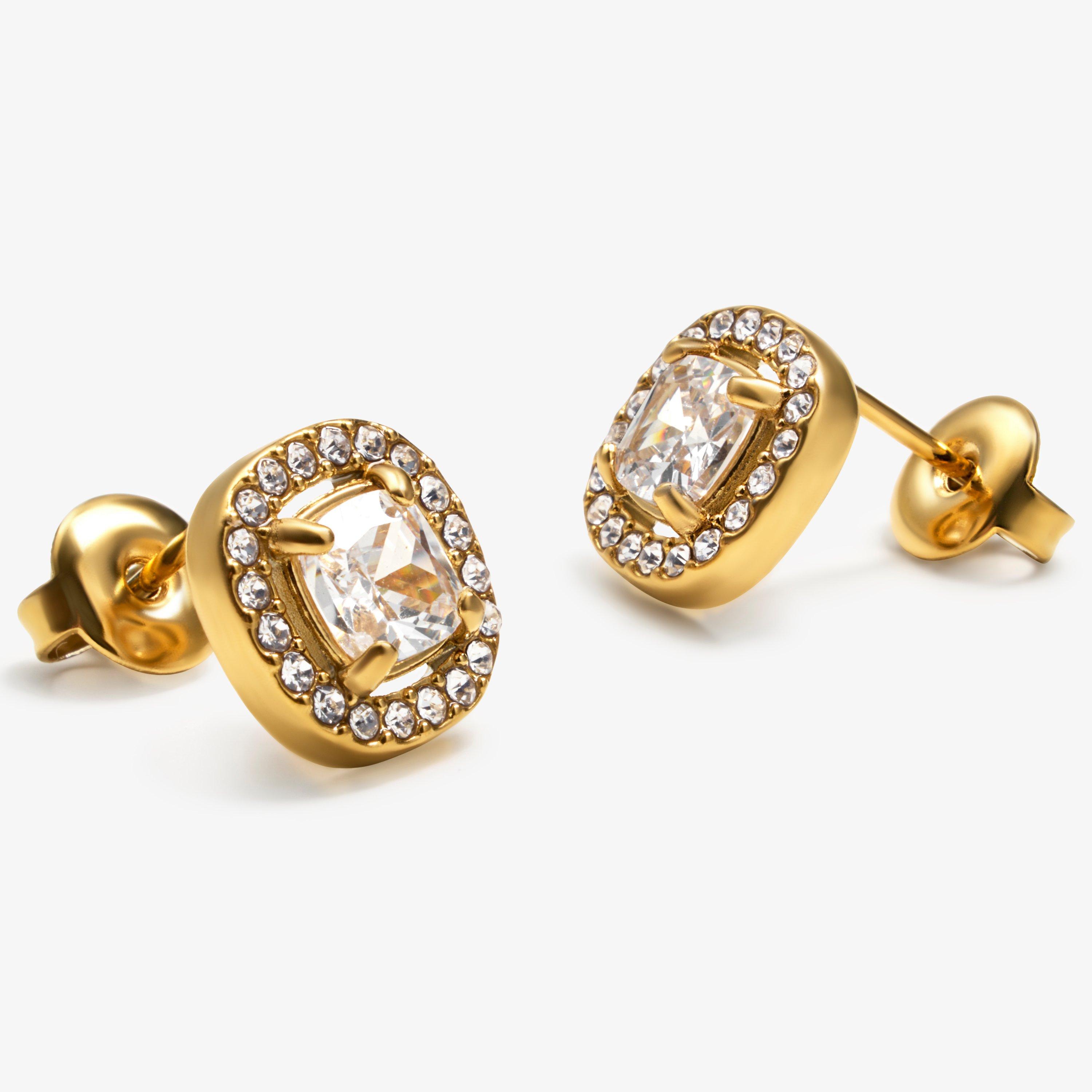 Cushion Stud Earrings  — Gold