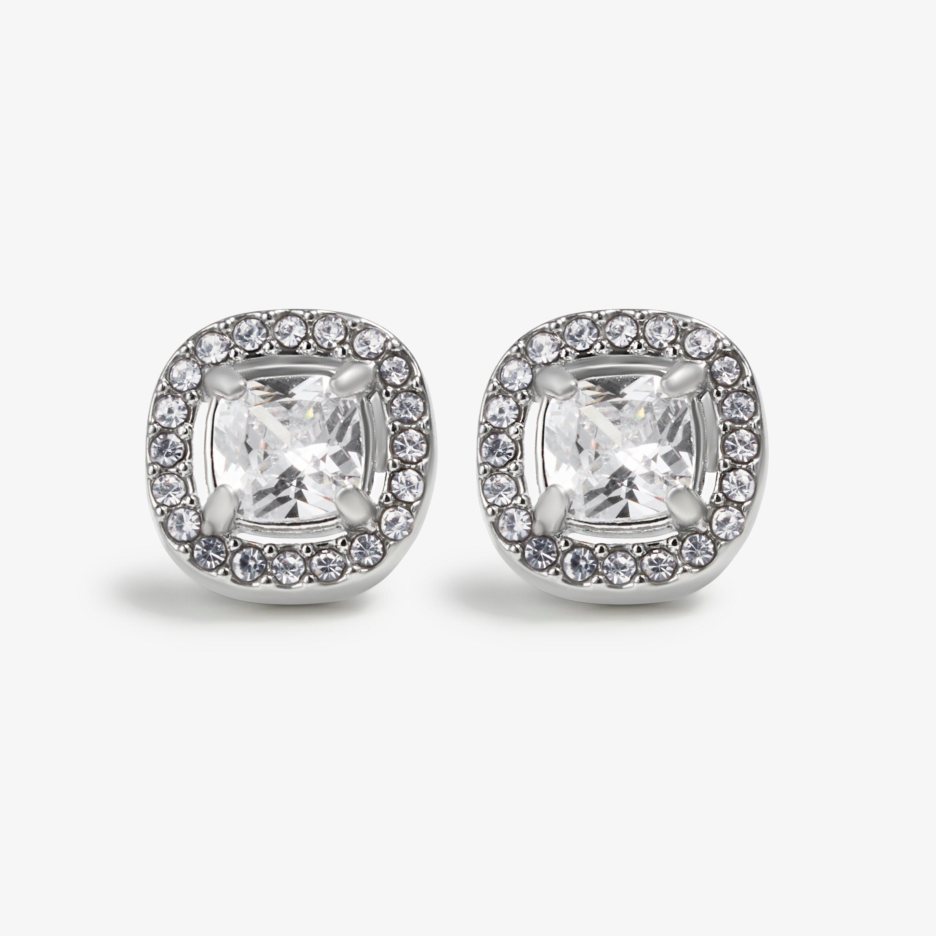 Cushion Stud Earrings Silver Earrings, view 1 of 2