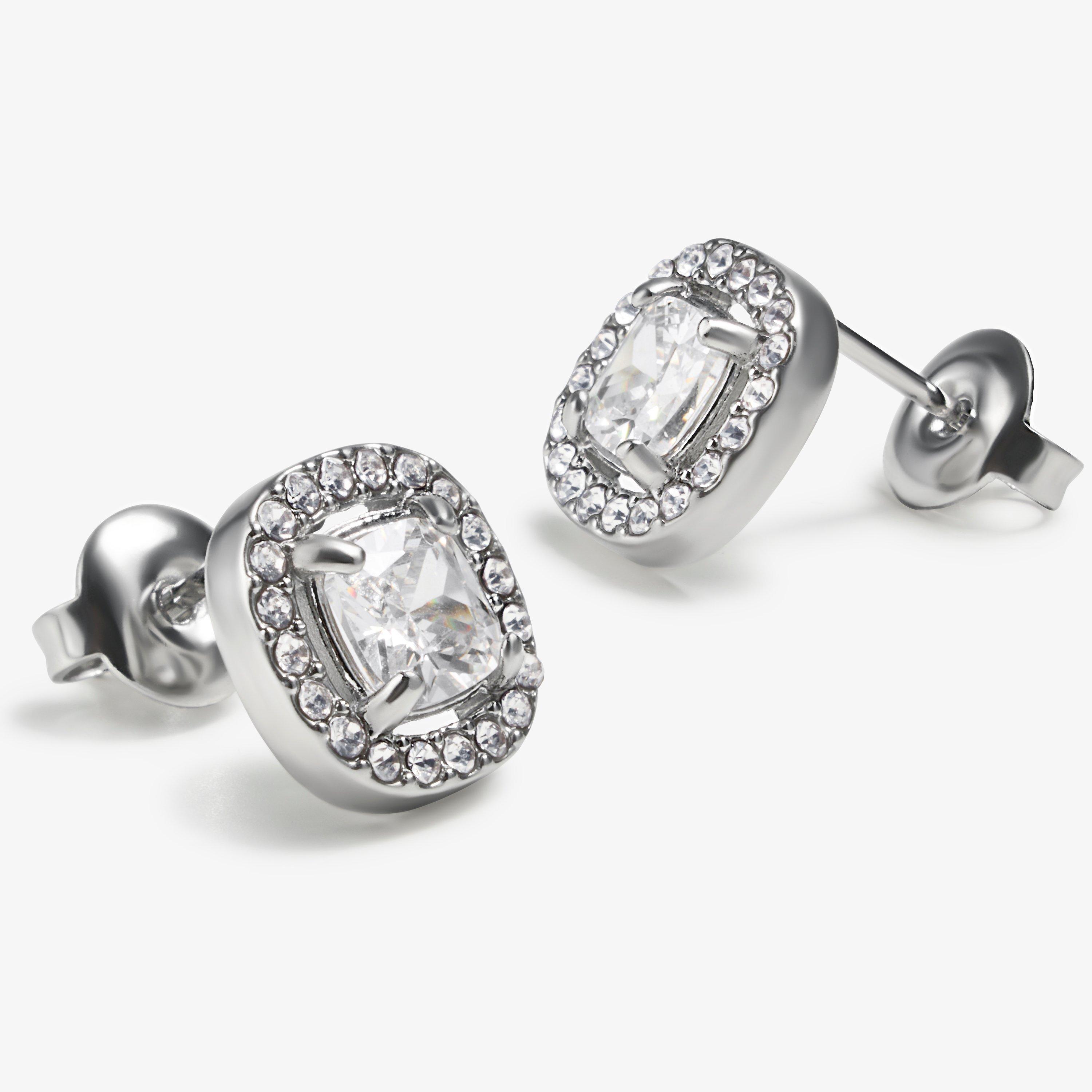 Cushion Stud Earrings  — Silver