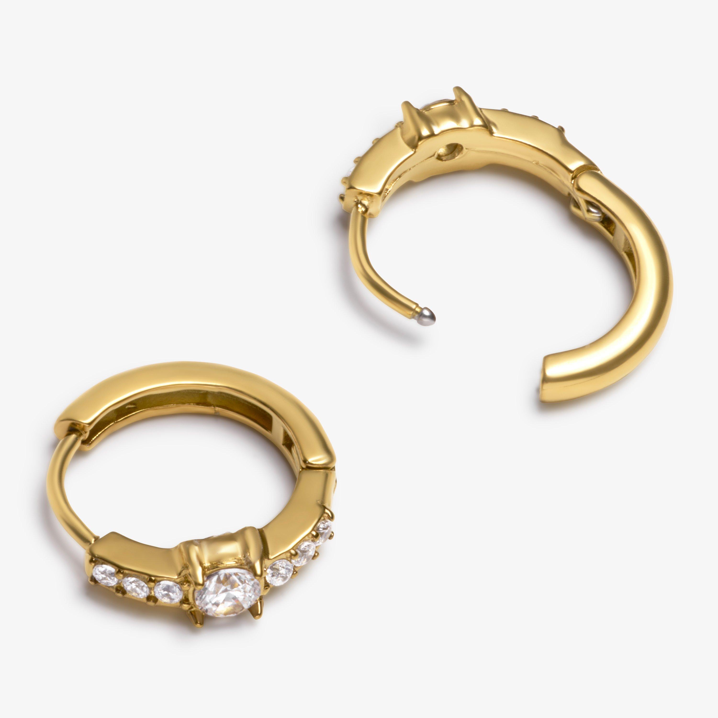 Diamante Huggie Earrings  — Gold