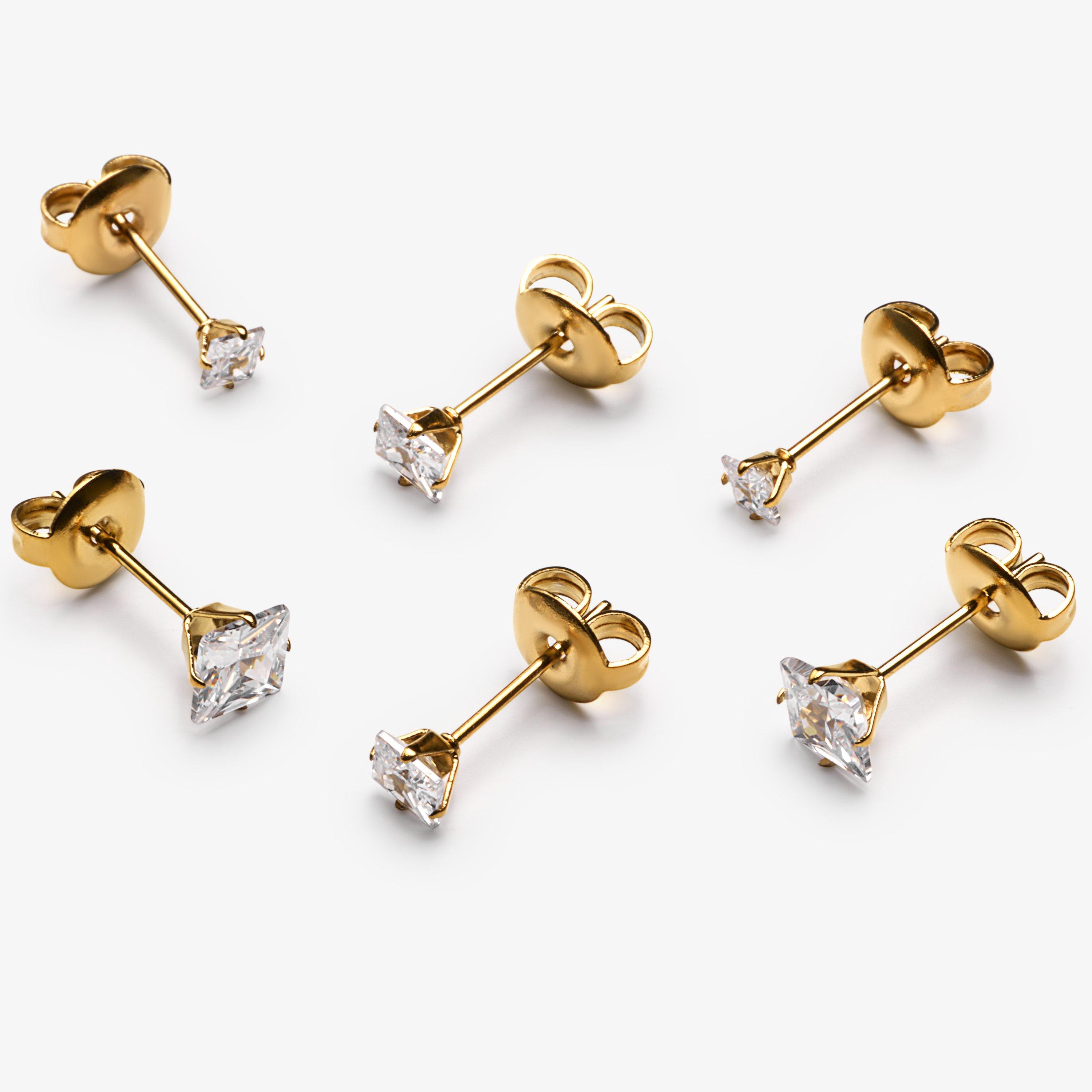 Diamante Stud 3 pack — Gold