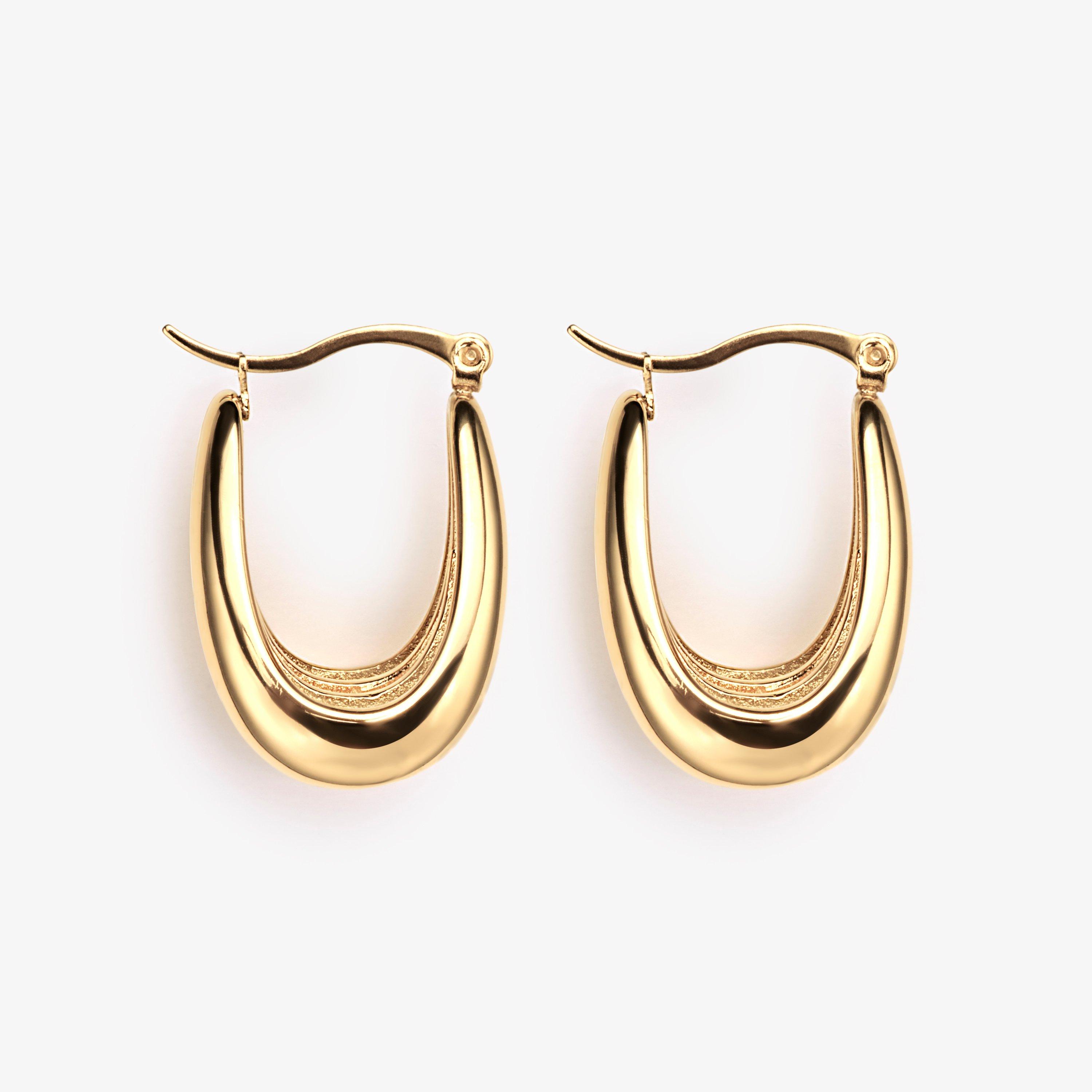 Double Droplet Gold Plated Earrings, view 1 of 2