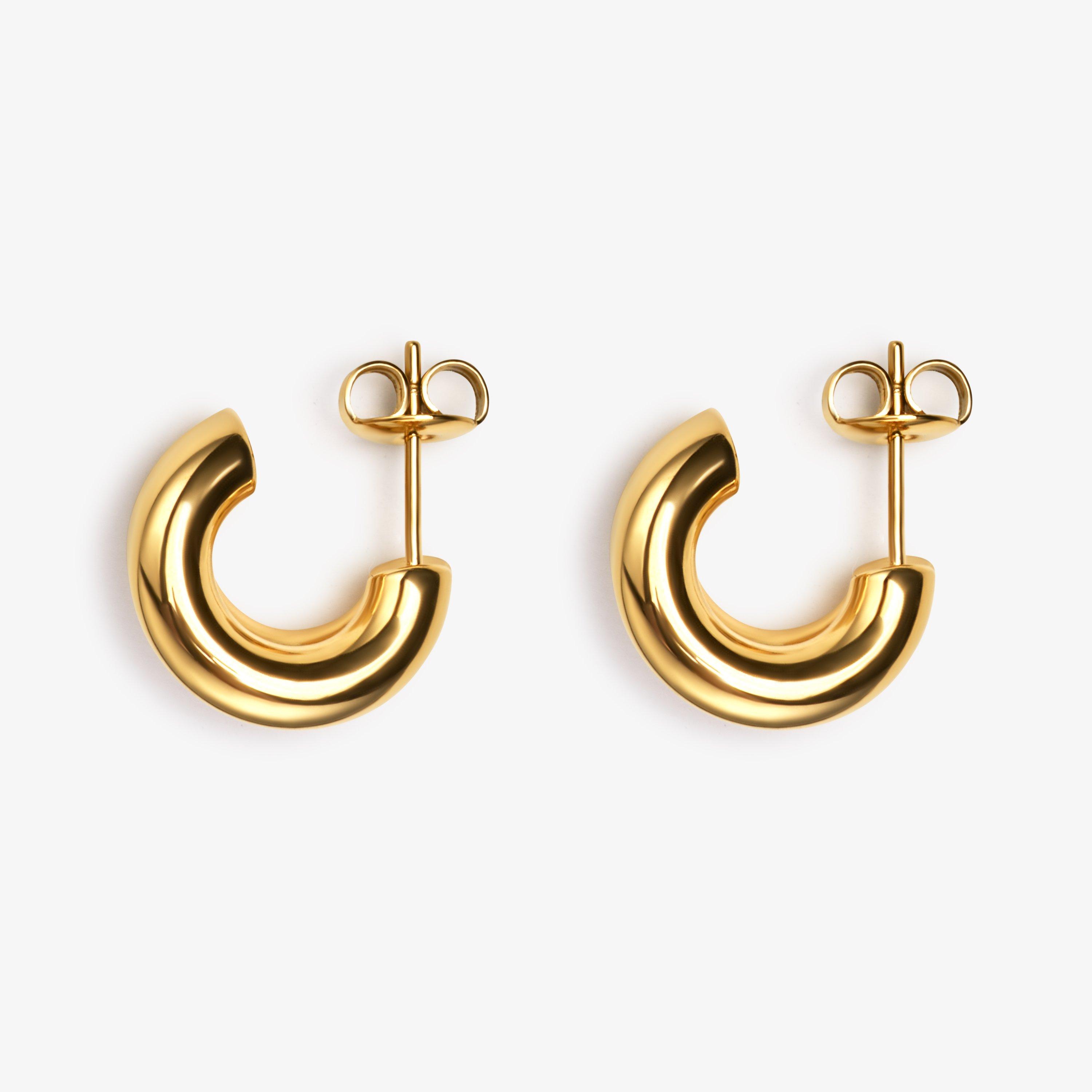 Double Huggie Gold Plated Earrings, view 1 of 2
