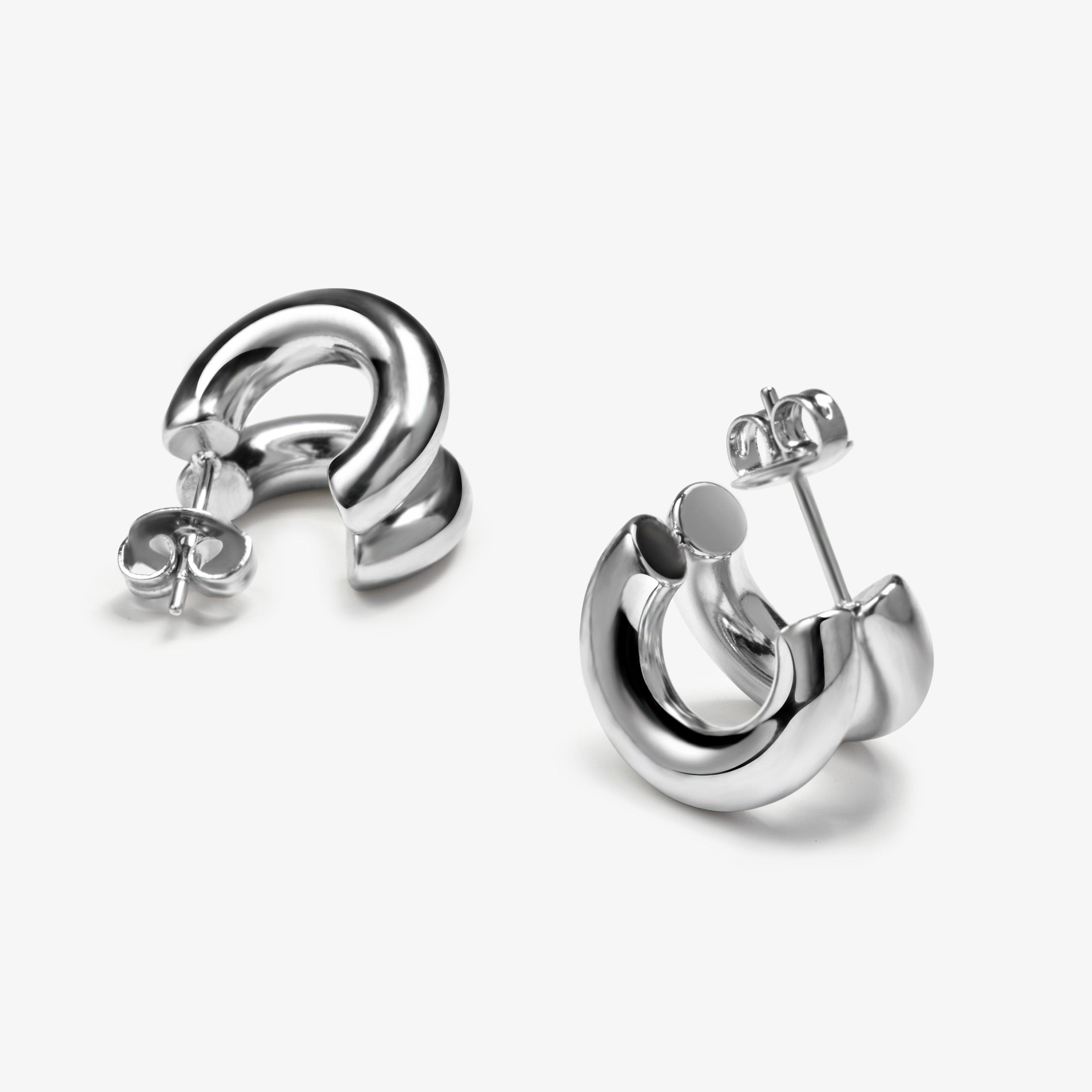 Double Huggie — Silver