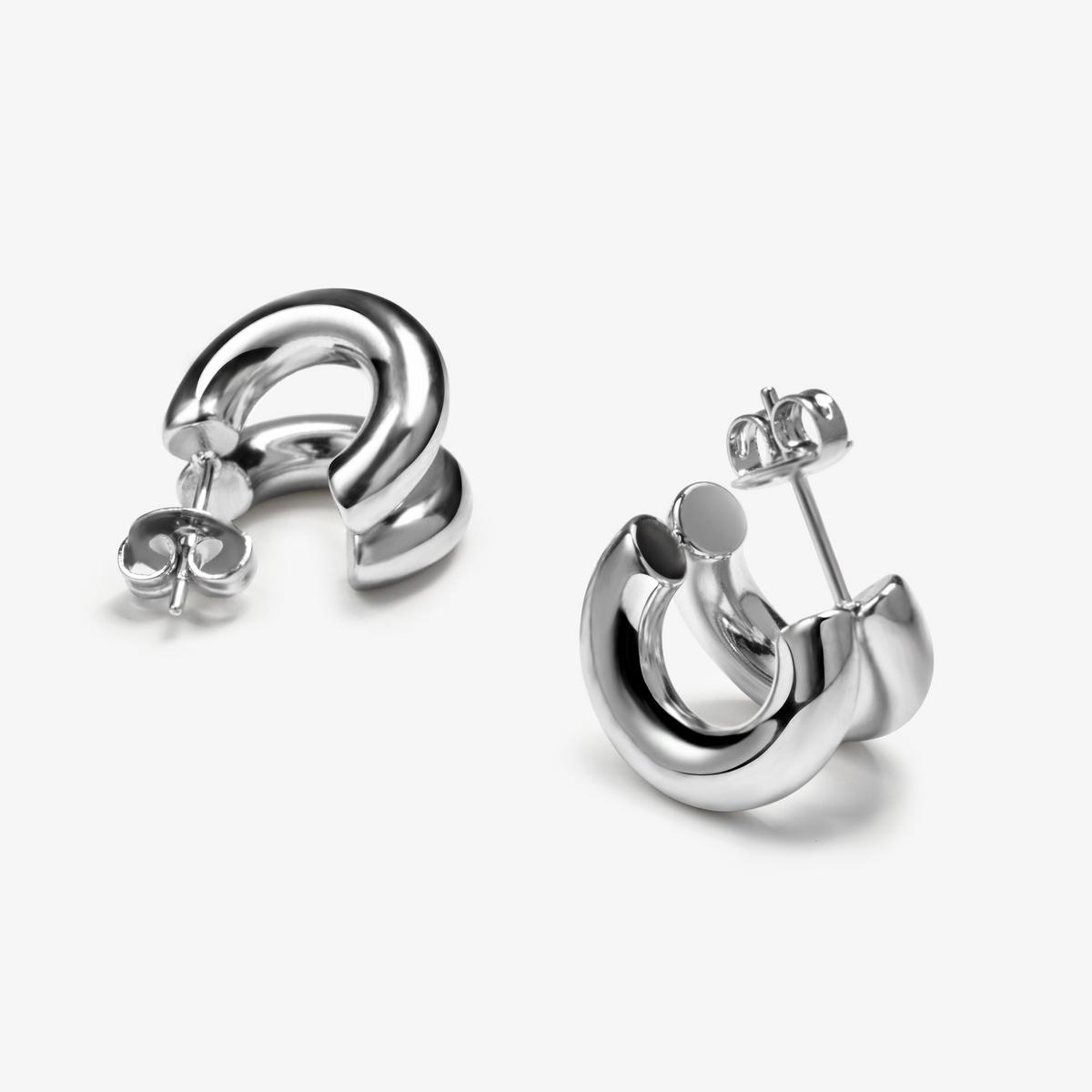 Double Huggie — Silver