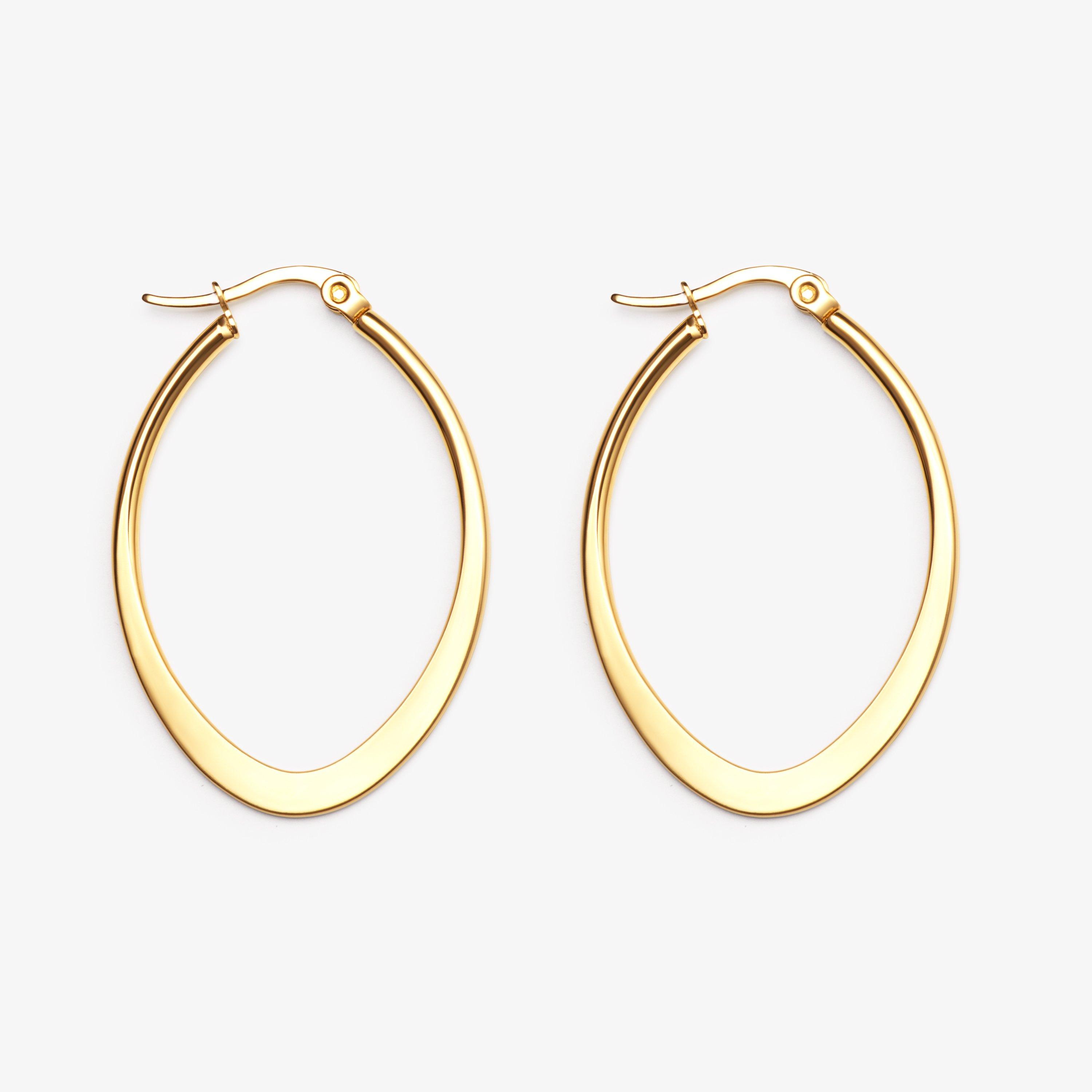 Elongated Hoop Gold Plated Earrings, view 1 of 2