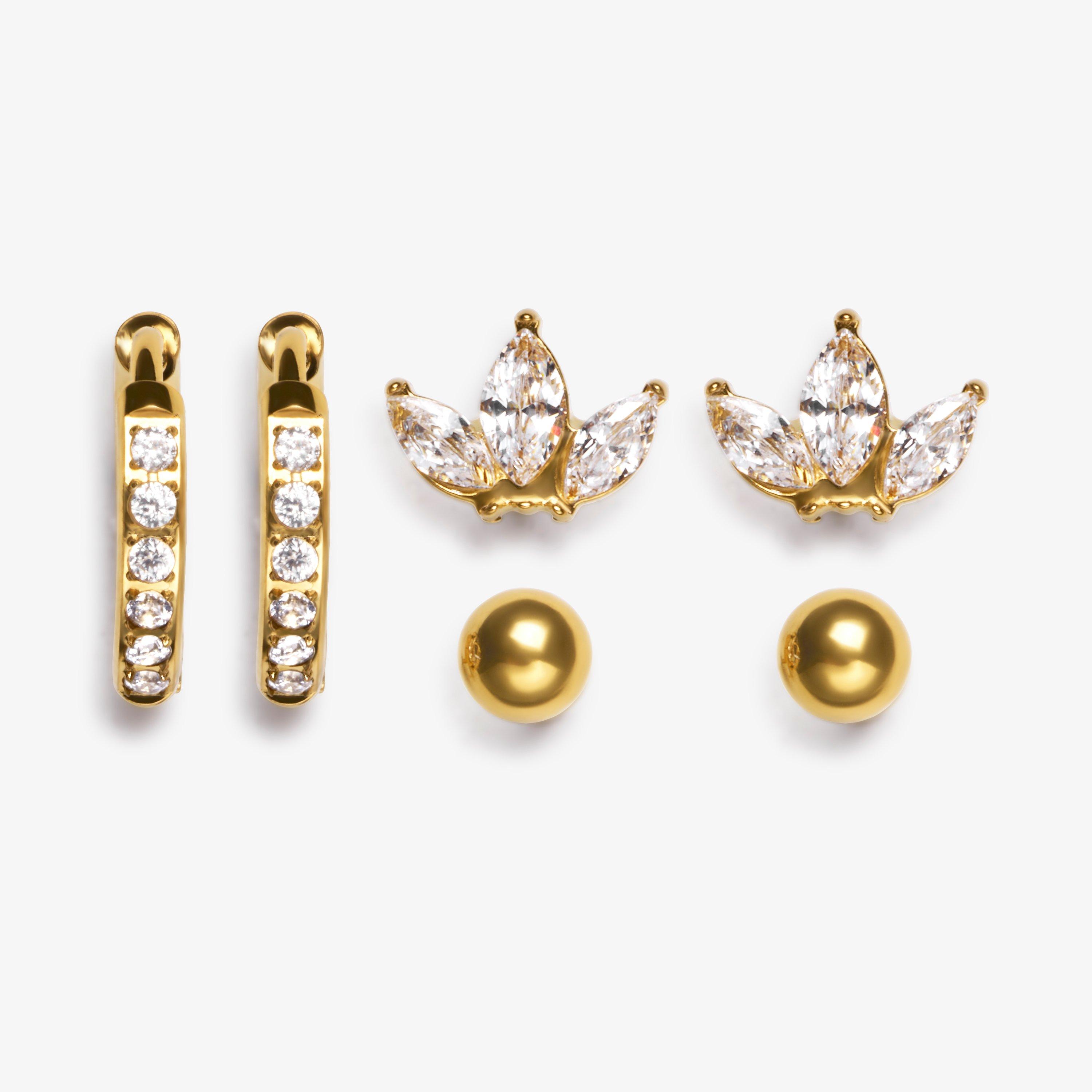 Glimmer Earrings Three Pack  Gold Earrings, view 1 of 2