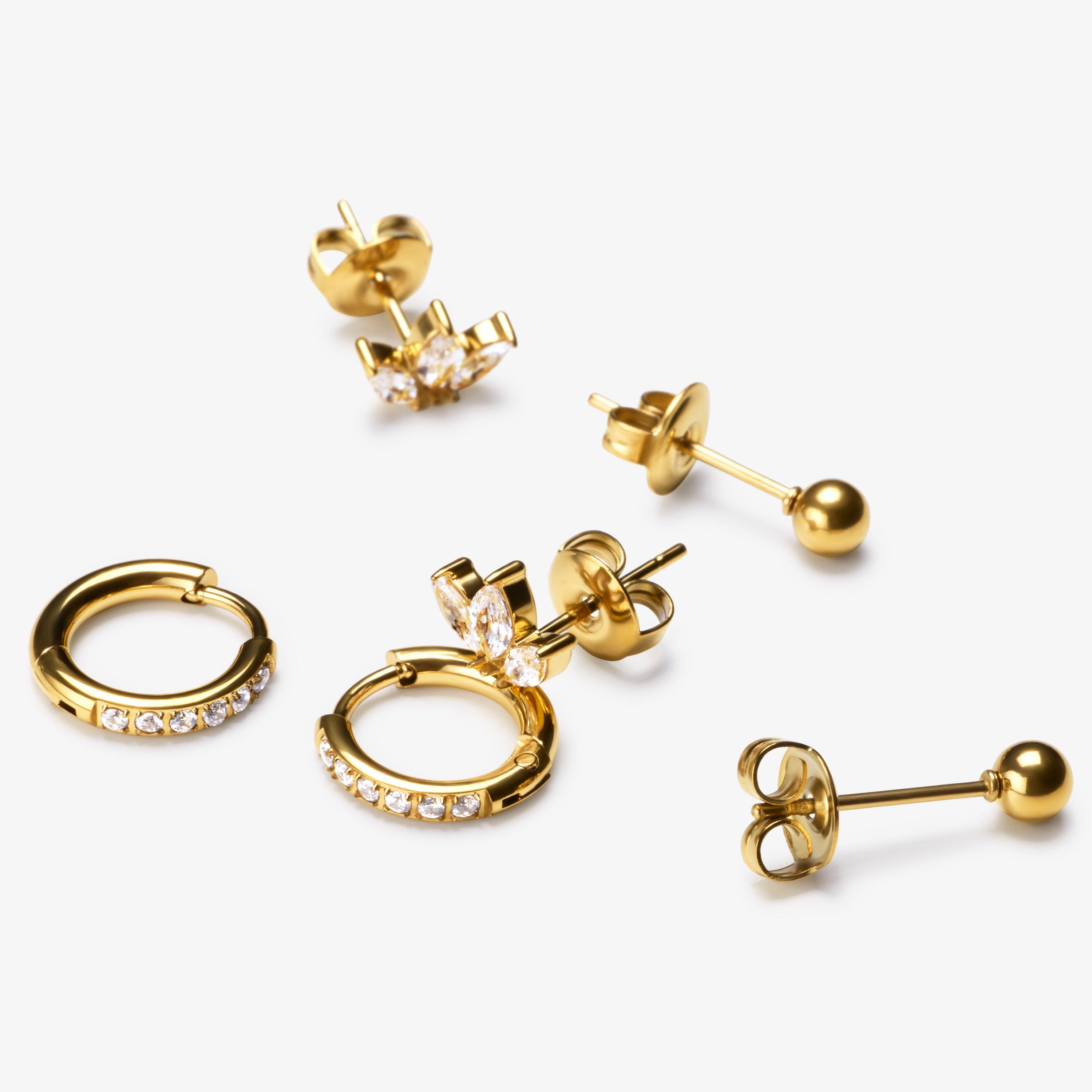 Glimmer Earrings Three Pack  — Gold