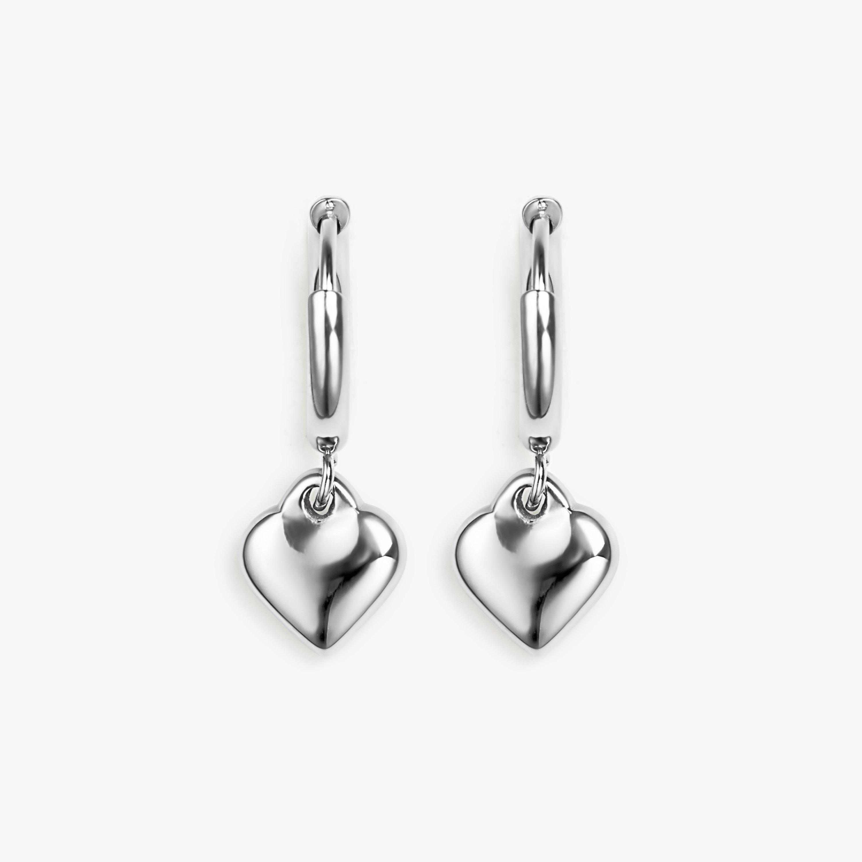 Heart Droplet Earrings  Silver Earrings, view 1 of 2