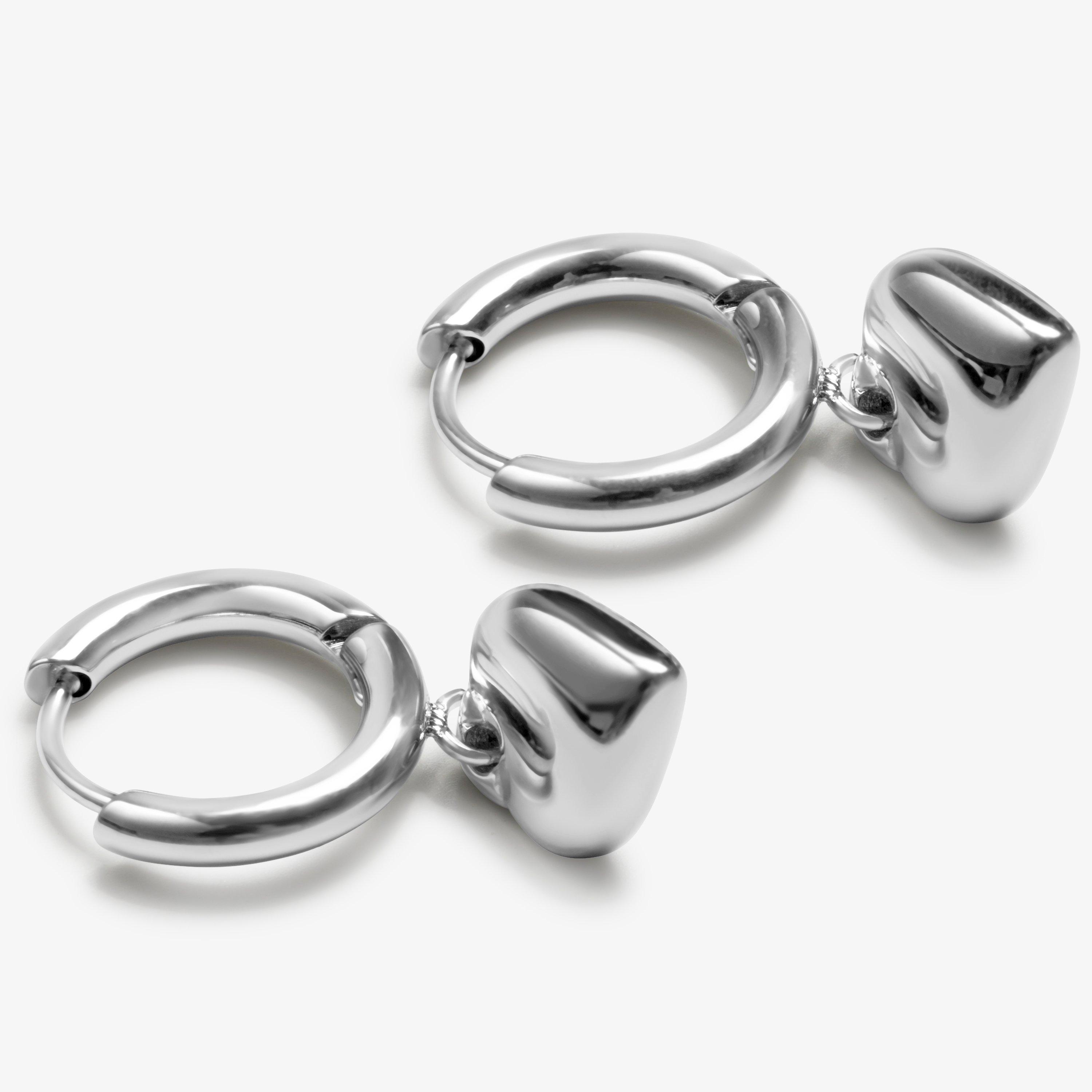 Heart Droplet Earrings  — Silver