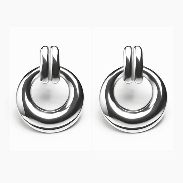 Hoop Droplet Earrings — Silver