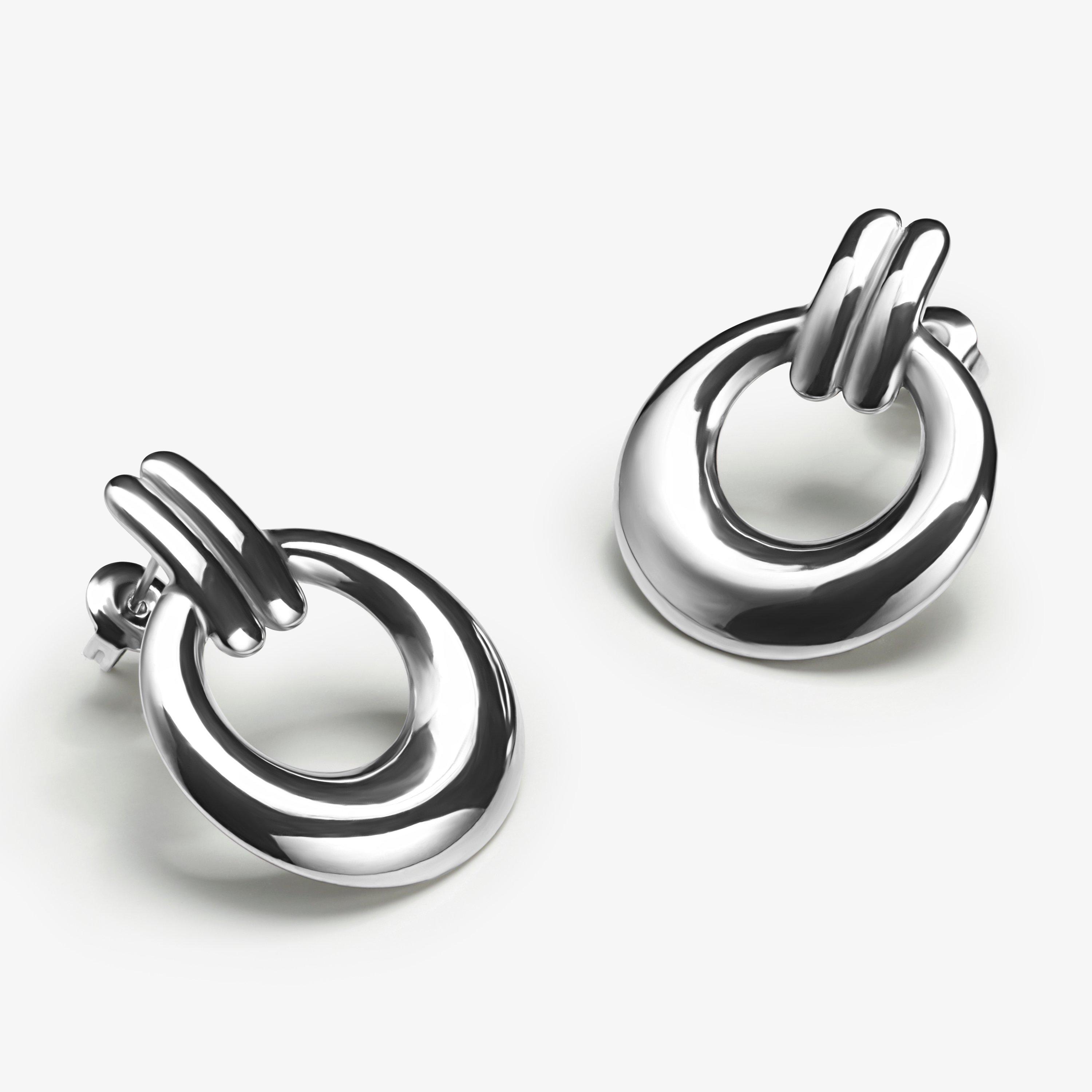 Hoop Droplet Earrings — Silver