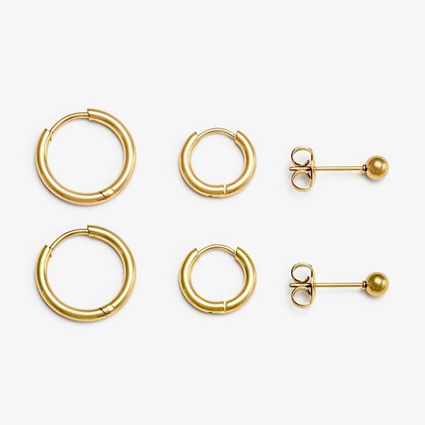 Huggie Earrings Three Pack  — Gold