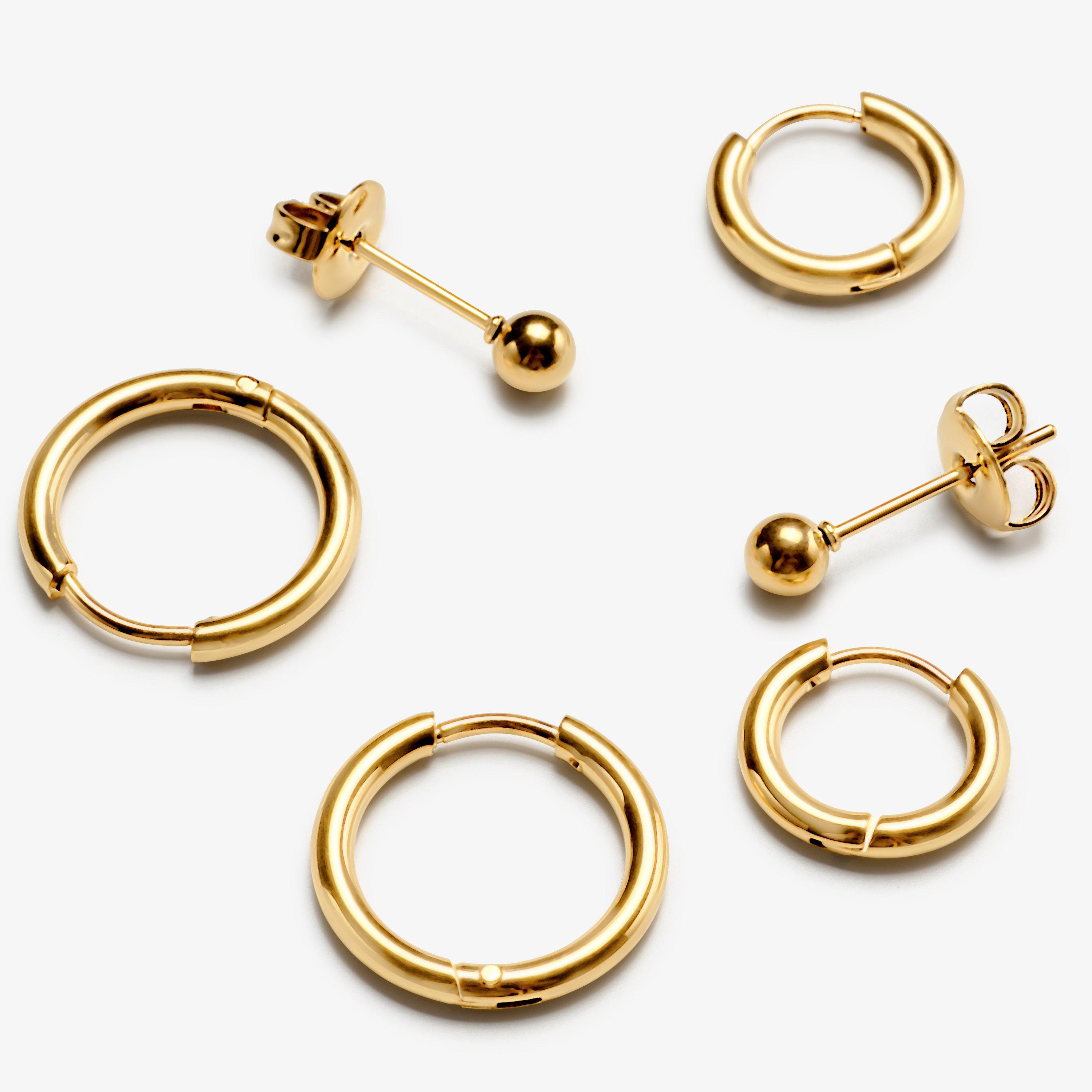 Huggie Earrings Three Pack  — Gold