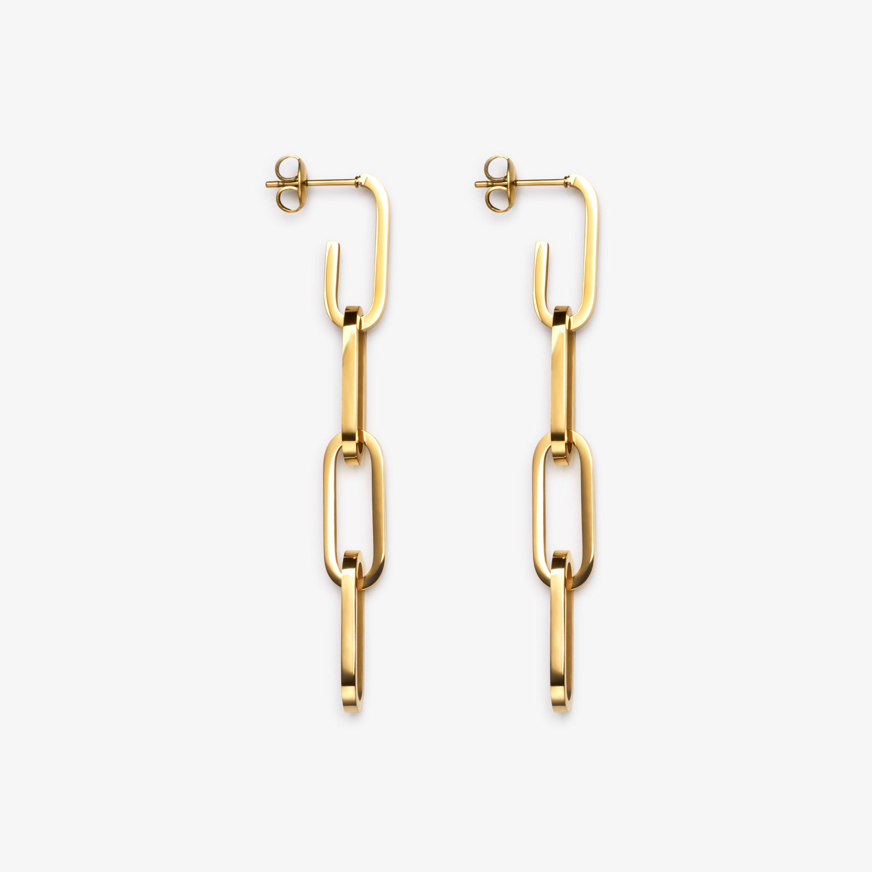 Link Drop Gold Plated Earrings, view 1 of 2
