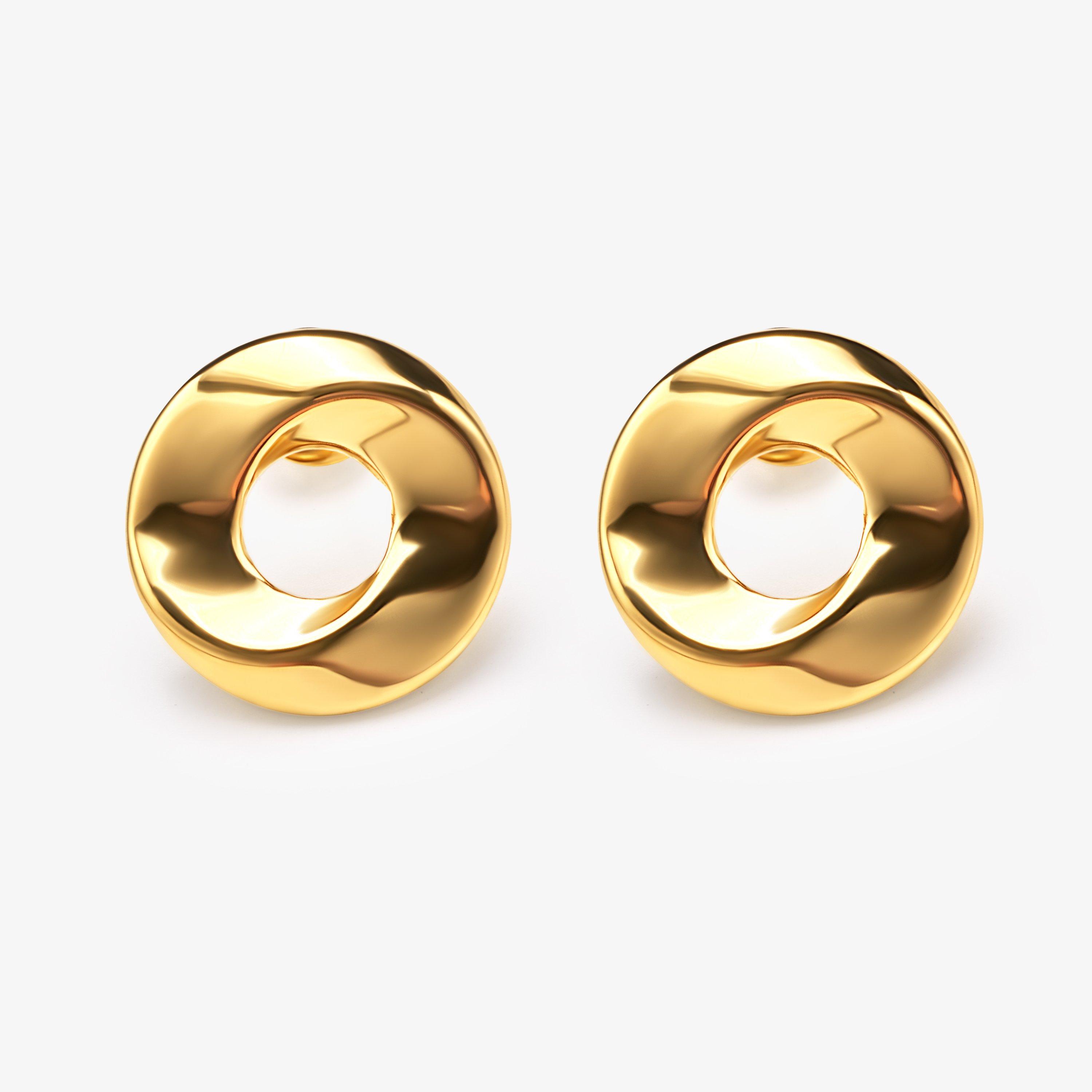 Loop Stud Gold Plated Earrings, view 1 of 2
