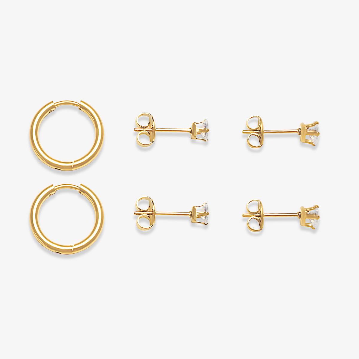 Luxe Stack Earrings Three Pack  — Gold