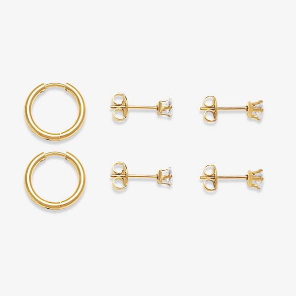 Luxe Stack Earrings Three Pack  — Gold
