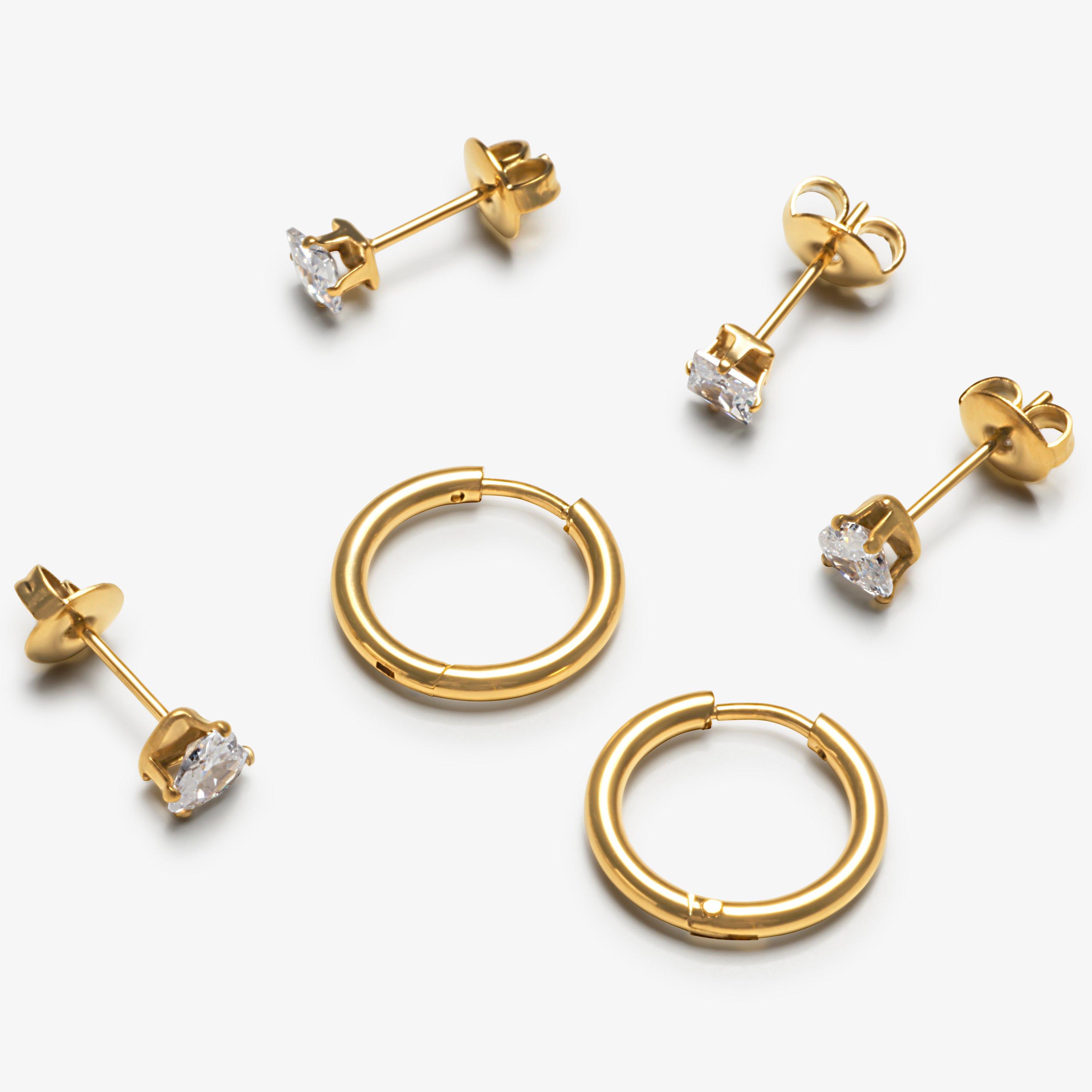 Luxe Stack Earrings Three Pack  — Gold (alternate view)