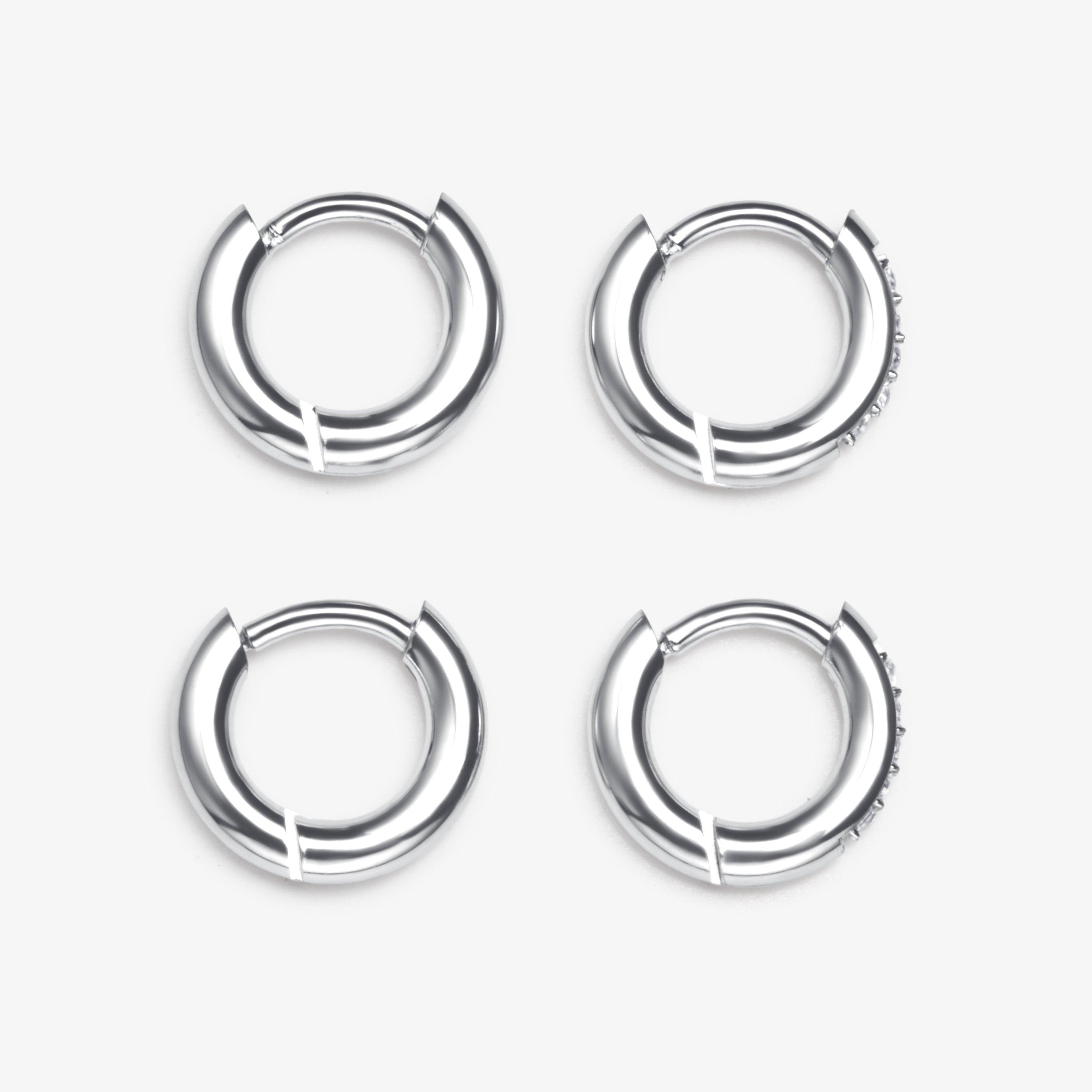 Luxe Huggie Earrings Two Pack  Silver Earrings, view 1 of 2