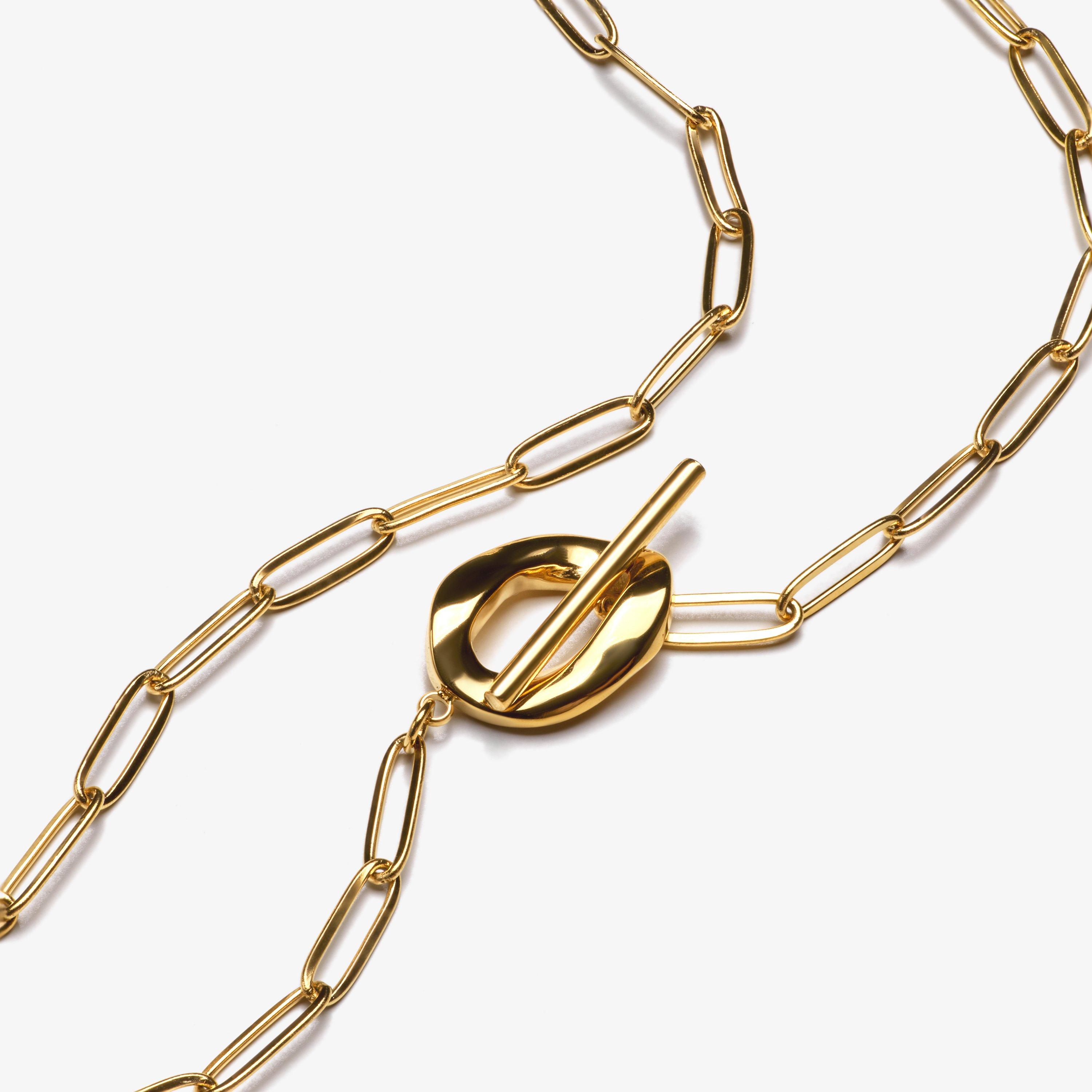 Molten TBar Necklace — Gold
