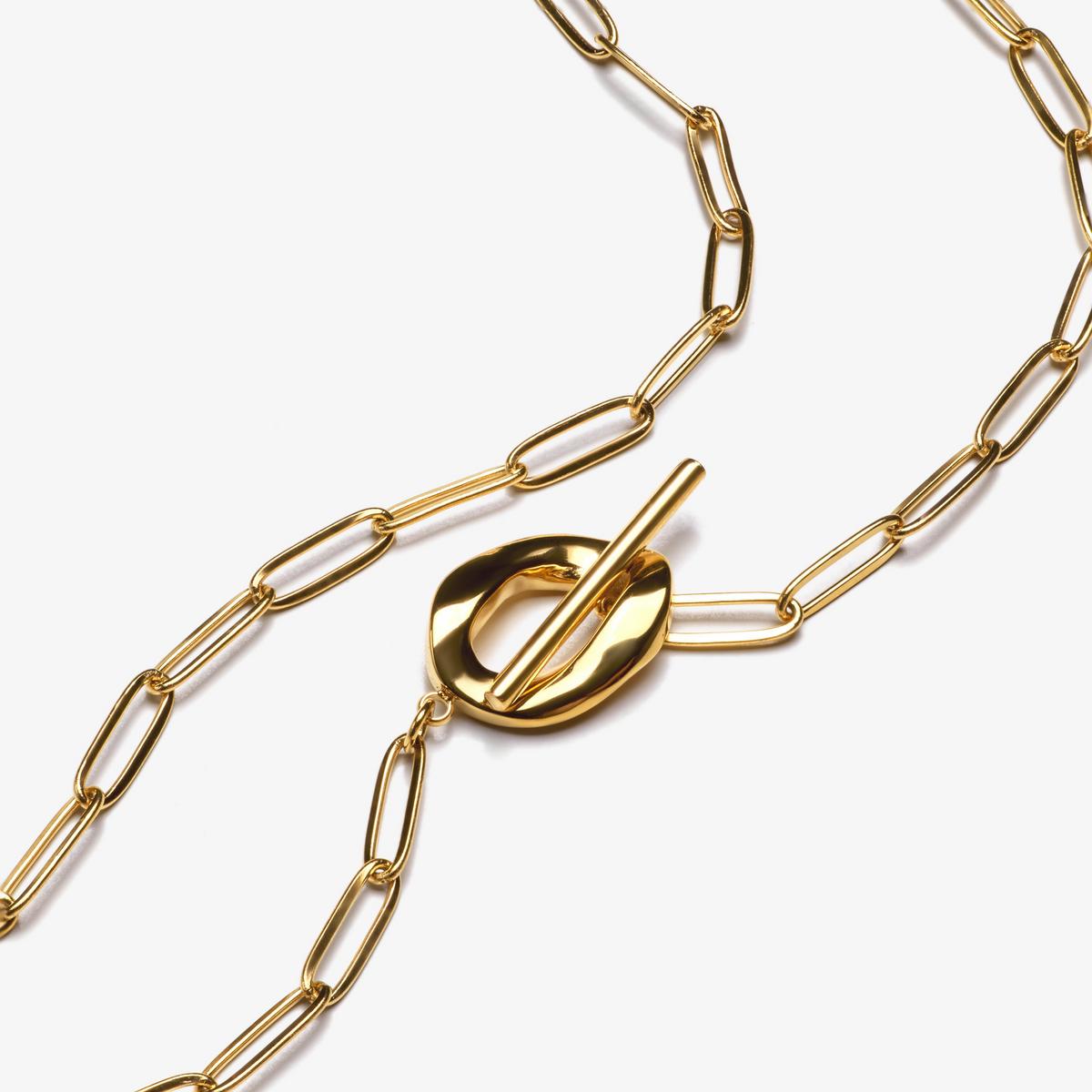 Molten TBar Necklace — Gold